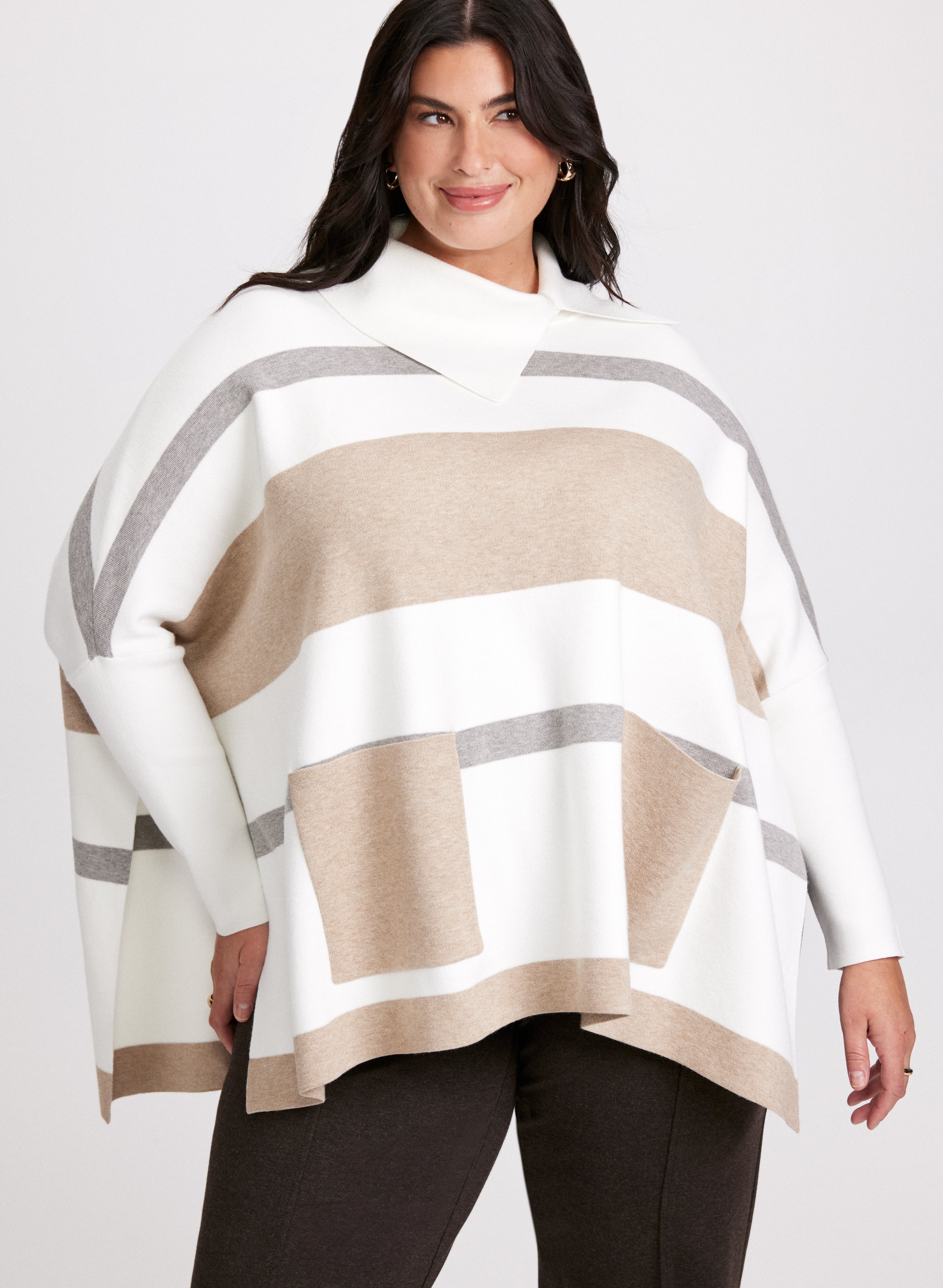 Joseph Ribkoff Striped Poncho Sweater