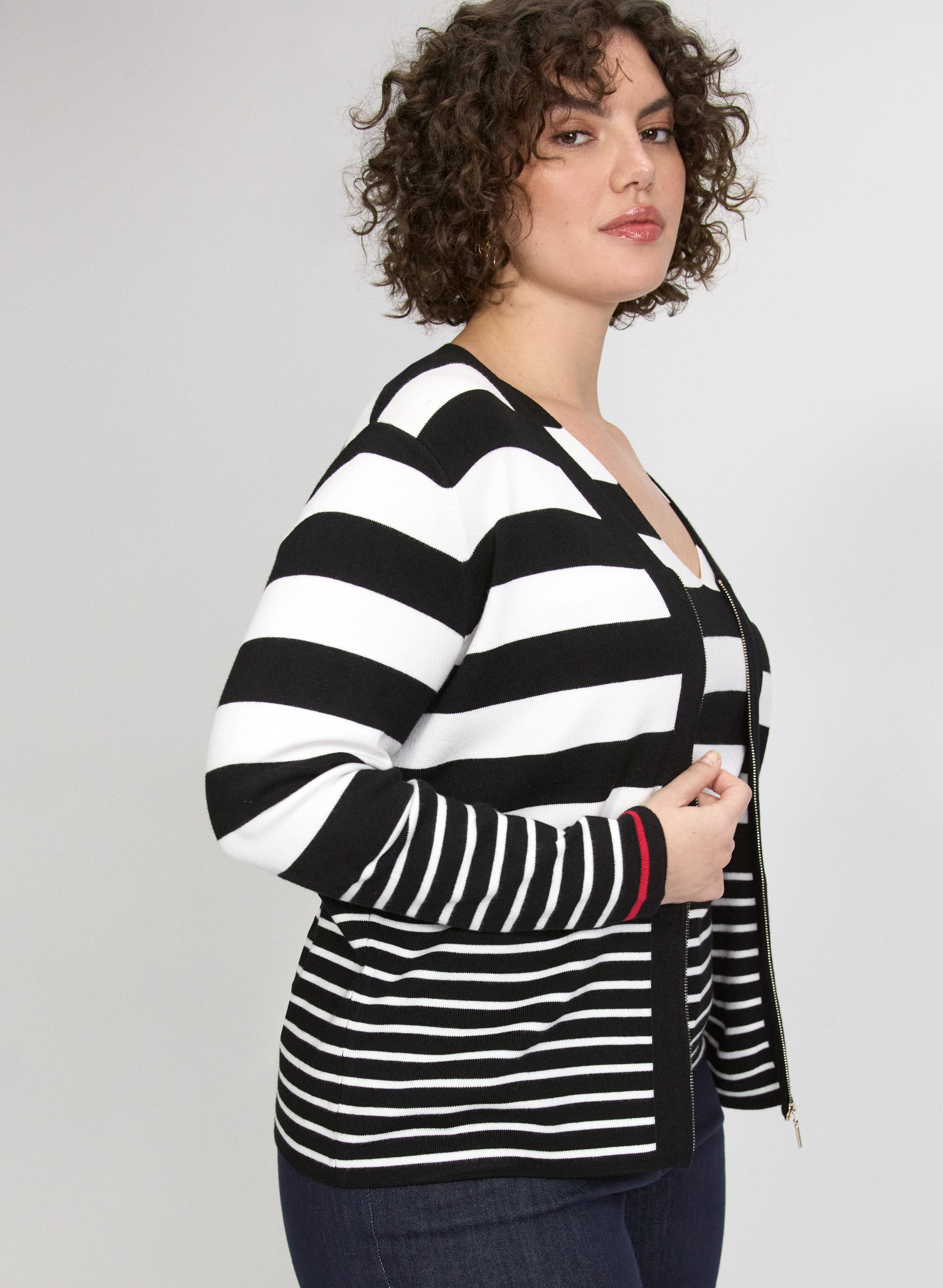 Stripe Zip Cardigan
