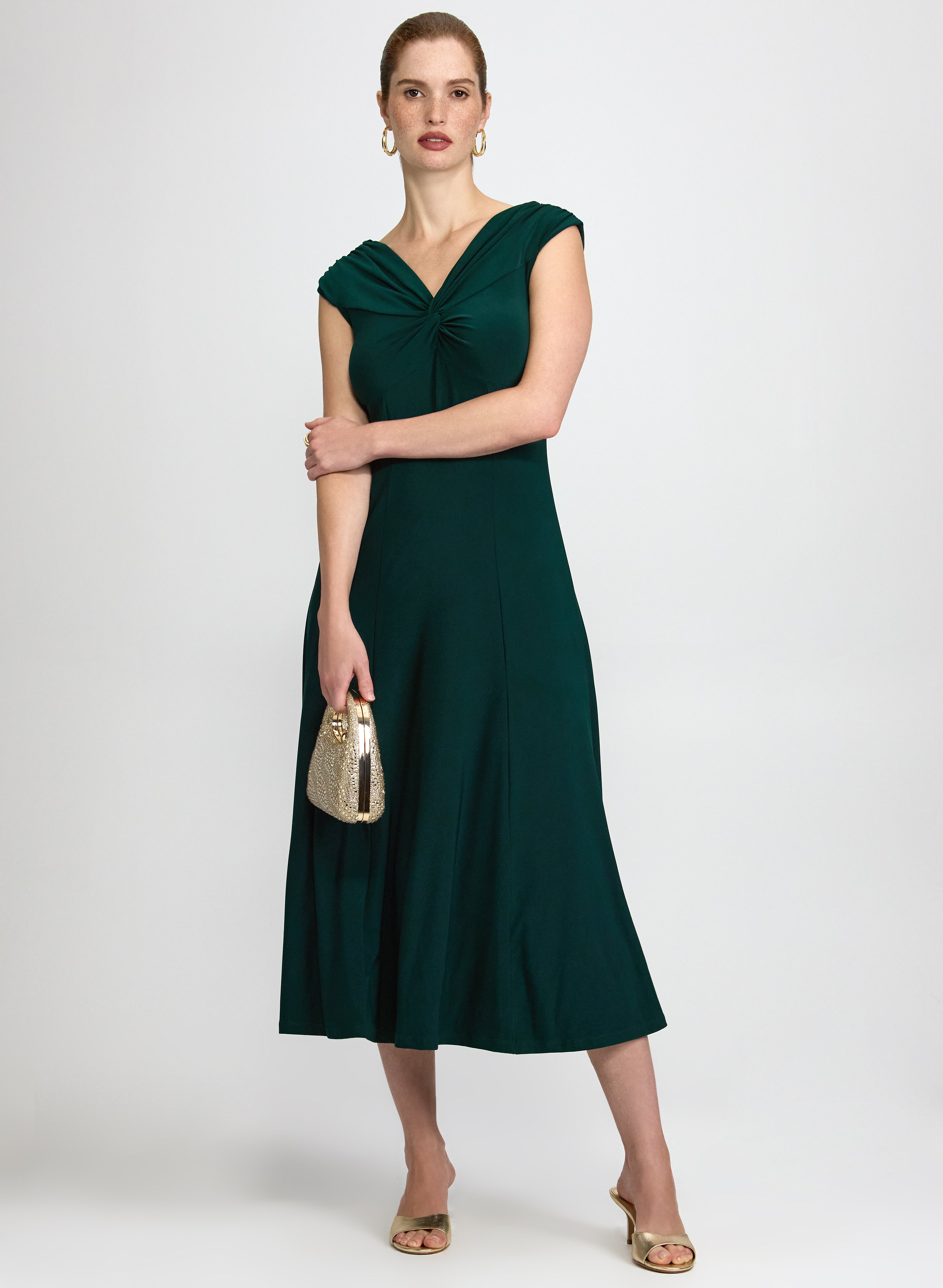 hunter green jersey dress Midi Holiday dress