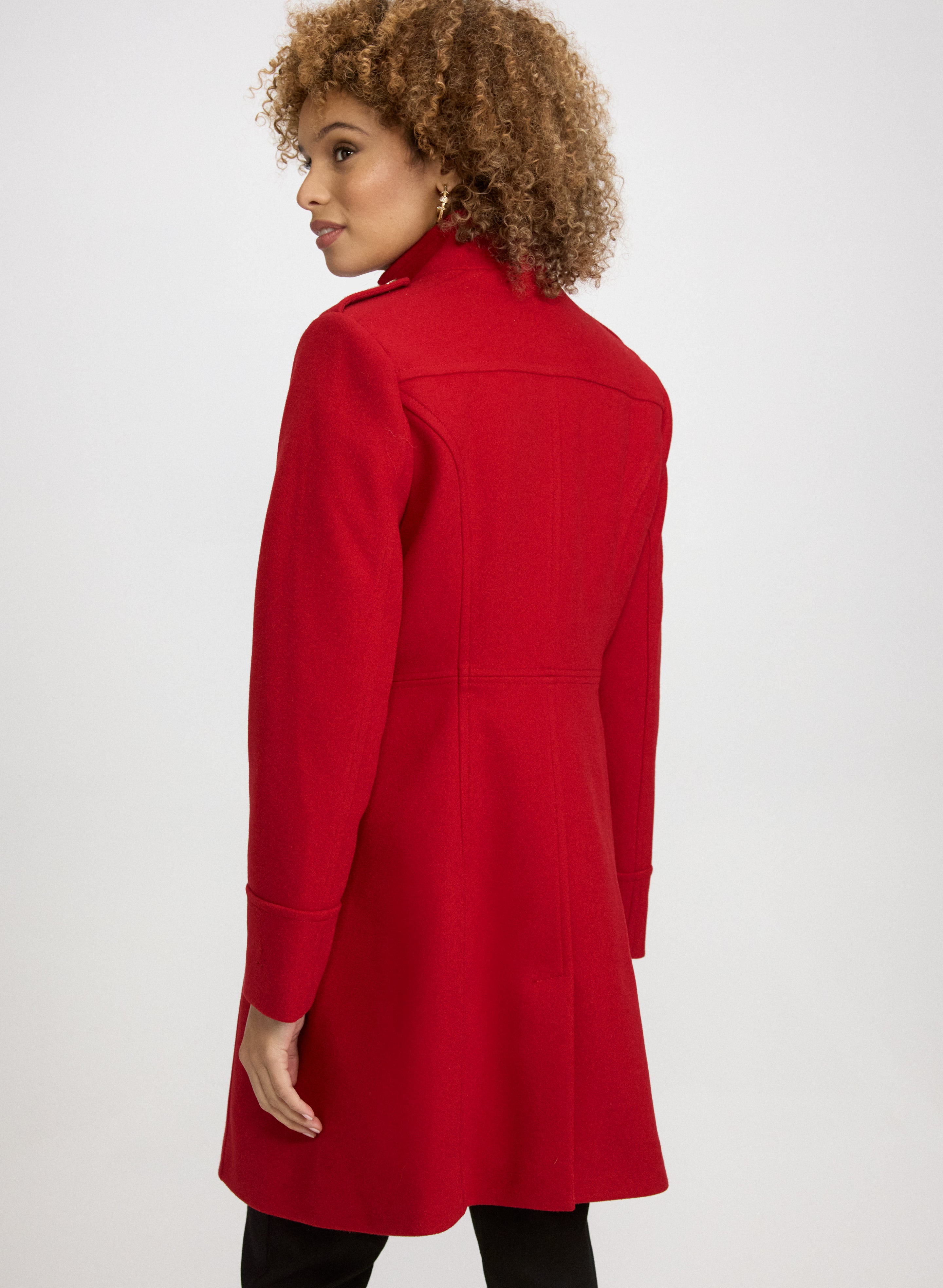 Zip Front Wool-Blend Coat