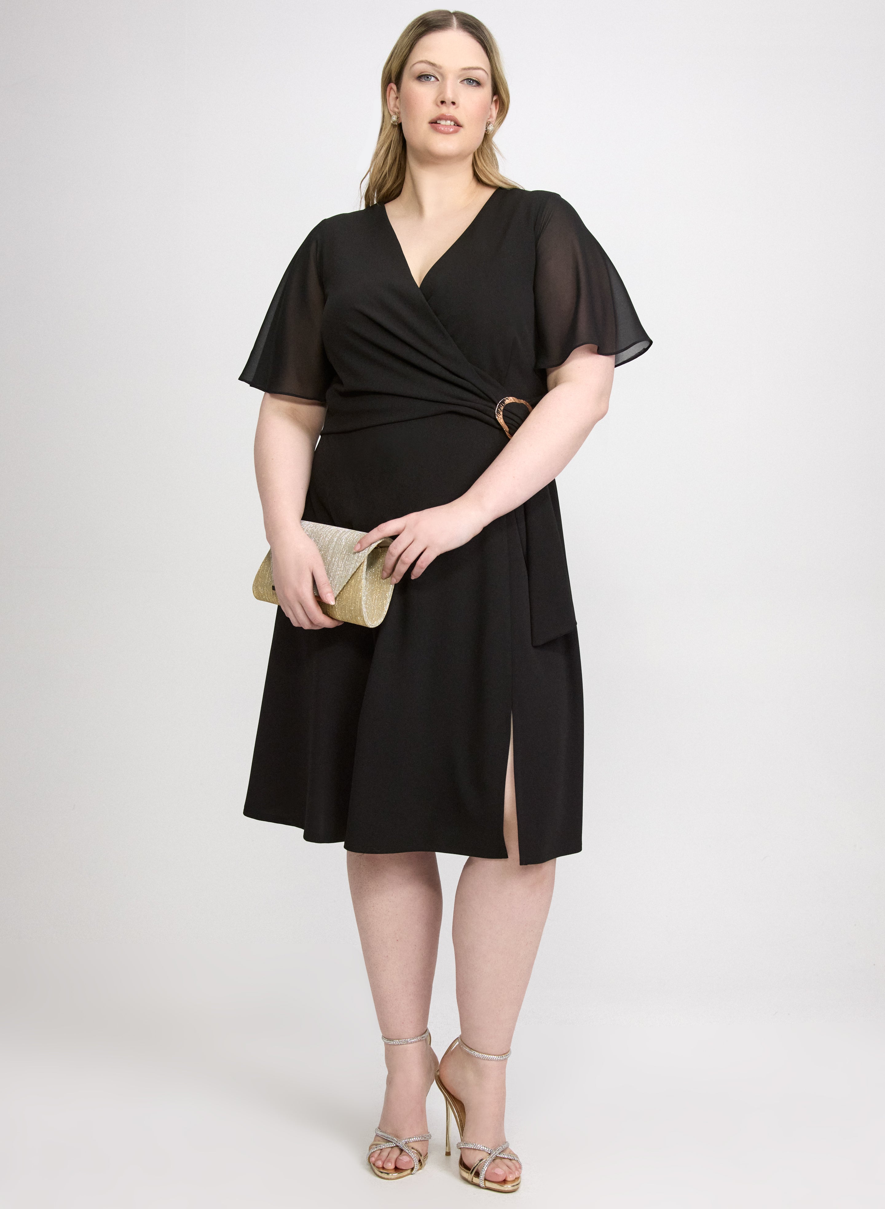 cocktail wrap dress Cross-Over Crepe Dress