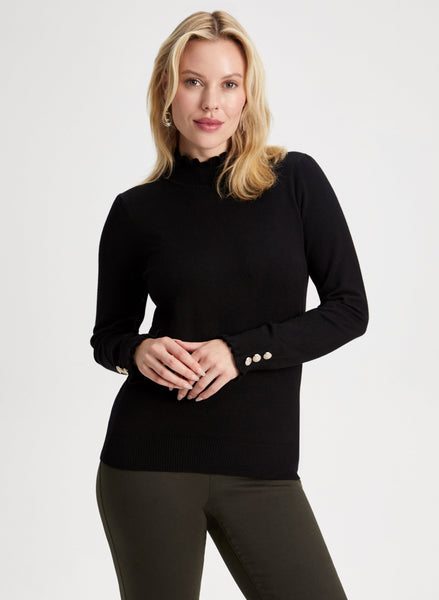 stair gather frill keyneck sweat スウェット Turtleneck Knit Top Set | OAK + FORT