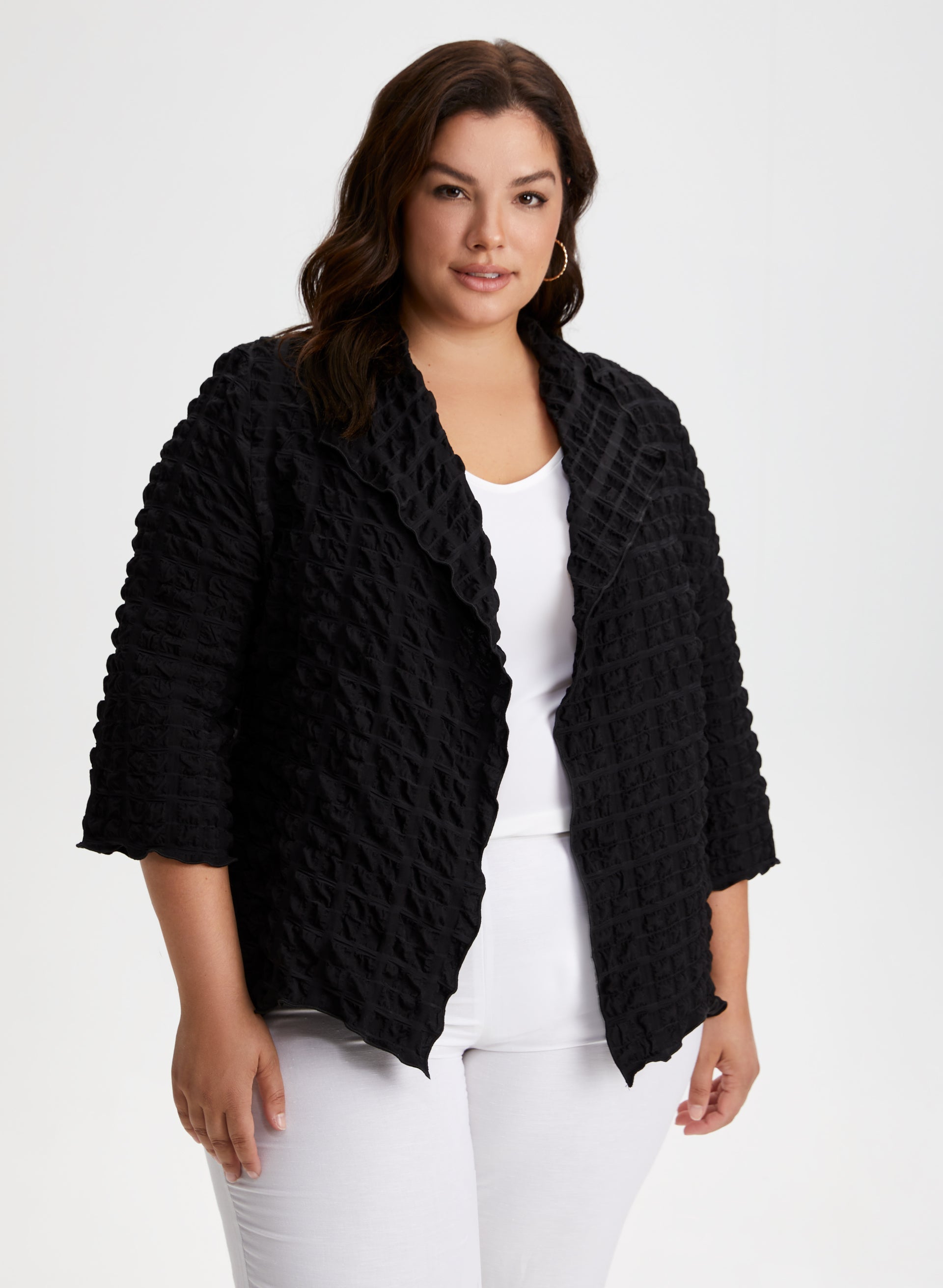 Black textured jacket womens sale