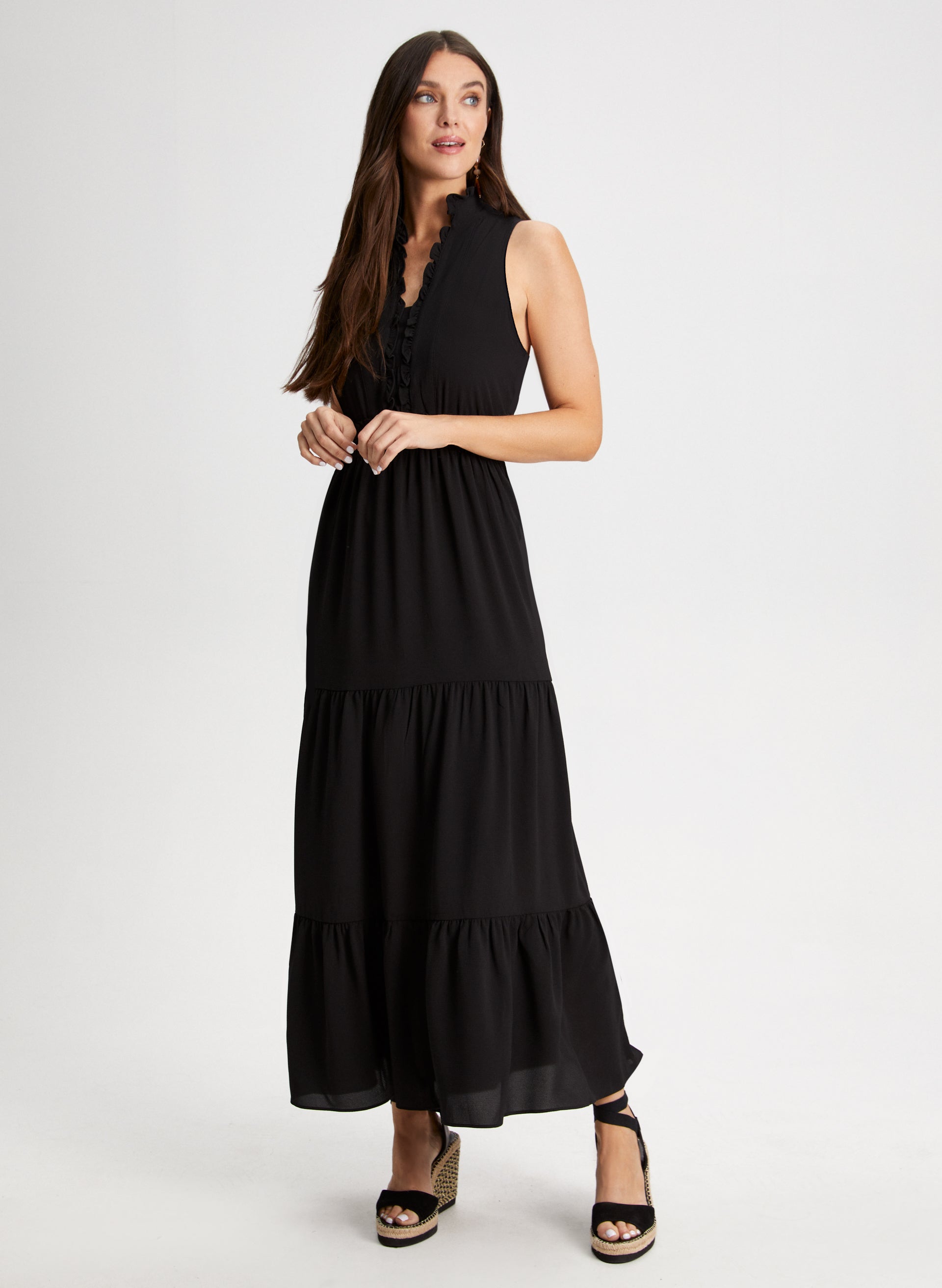 Black sleeveless long dress discount