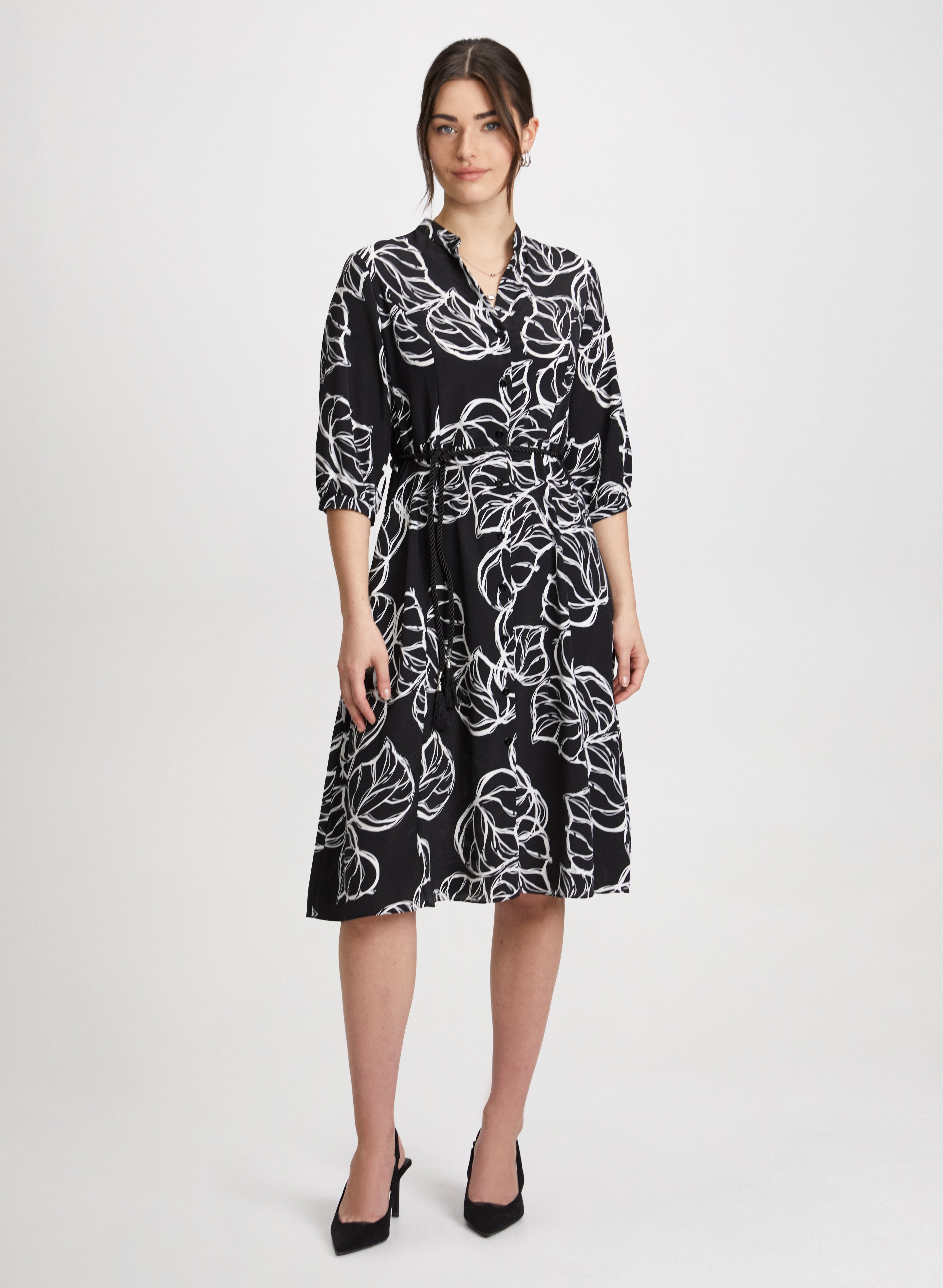 Palm Sketch Print Dress