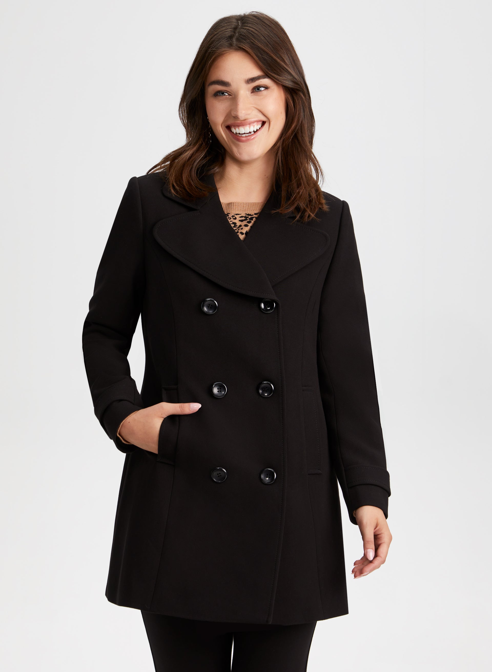 Double Row Button Front Coat