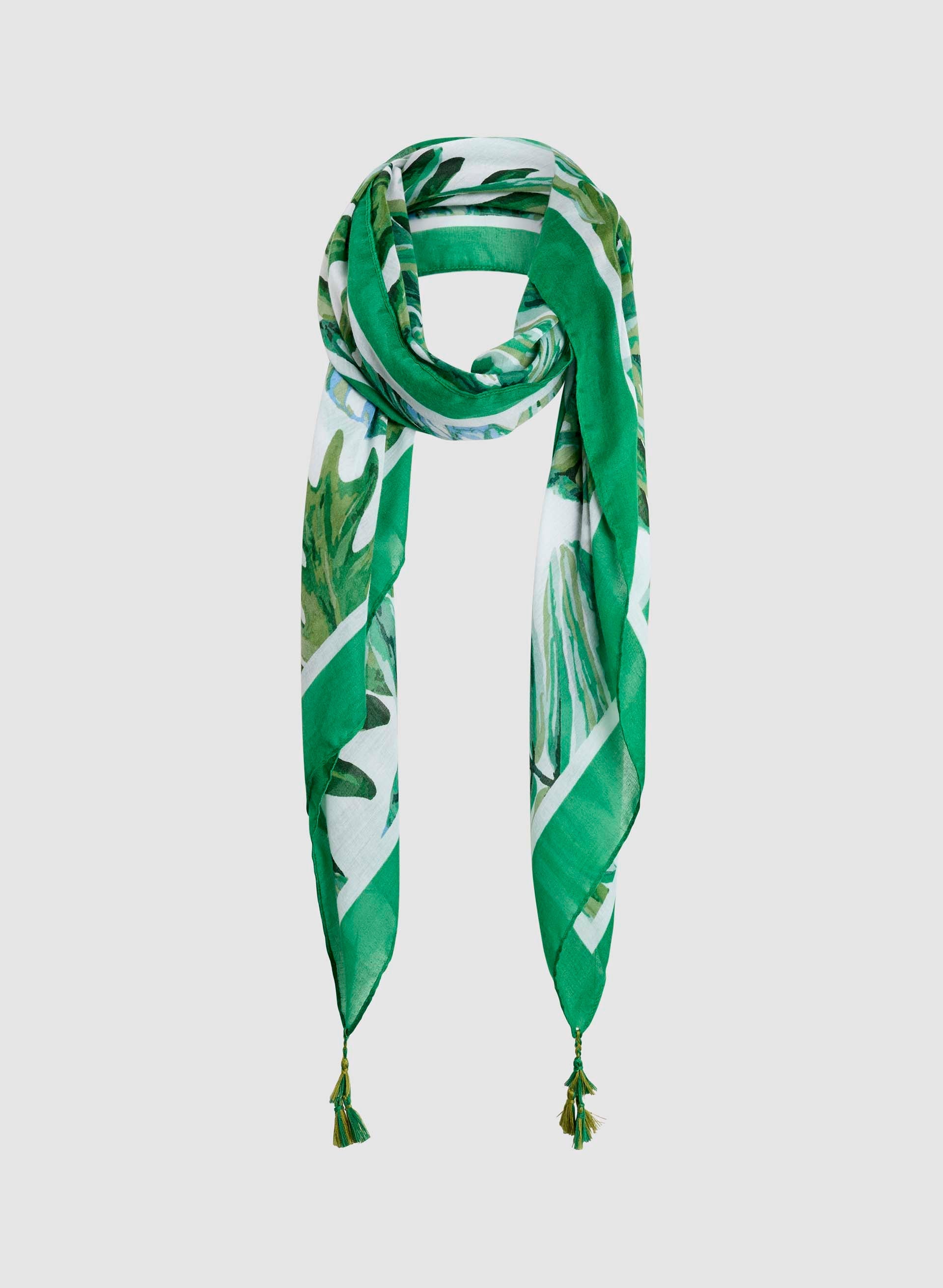 Rectangular Palm Leaf Print Scarf