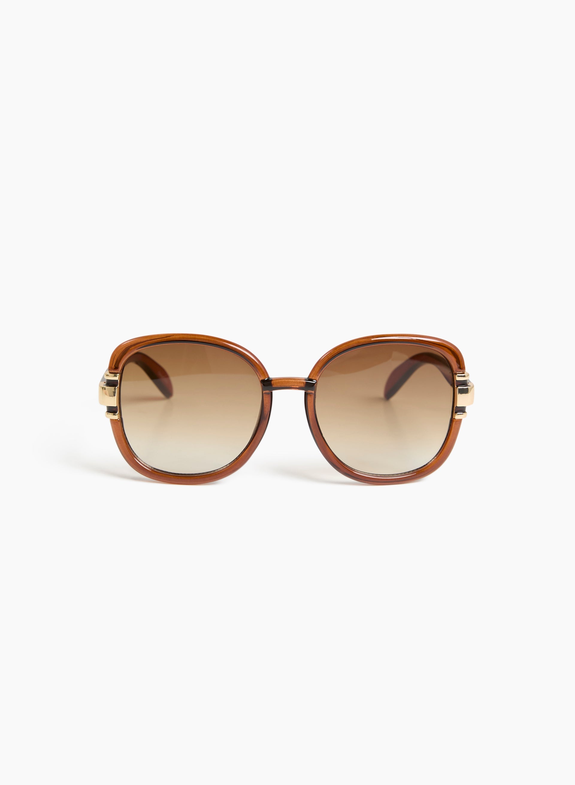 Accessories Women s Metallic Detail Round Sunglasses in Sienna Brown Size 0