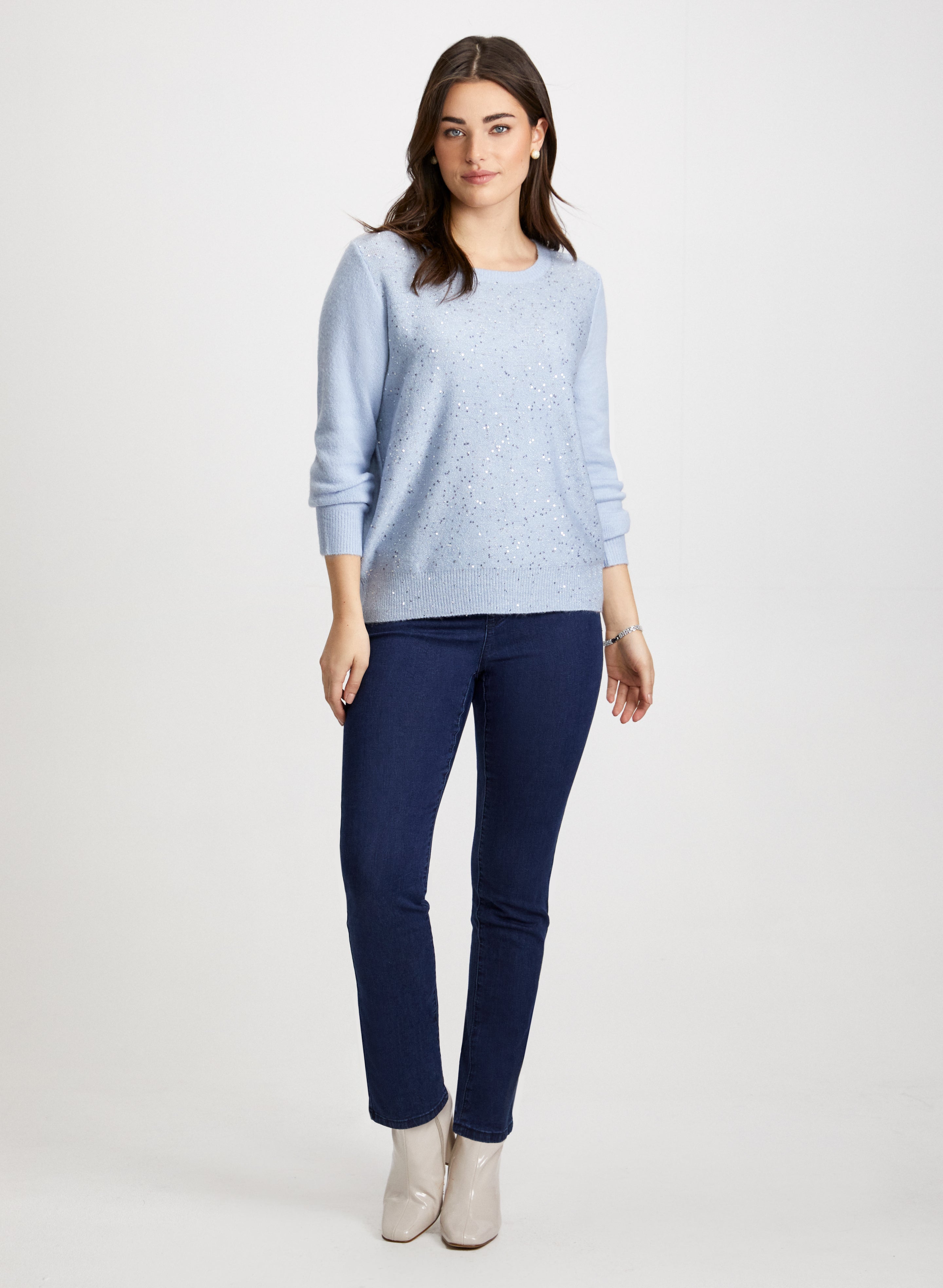 Blue sequin sweater hot sale