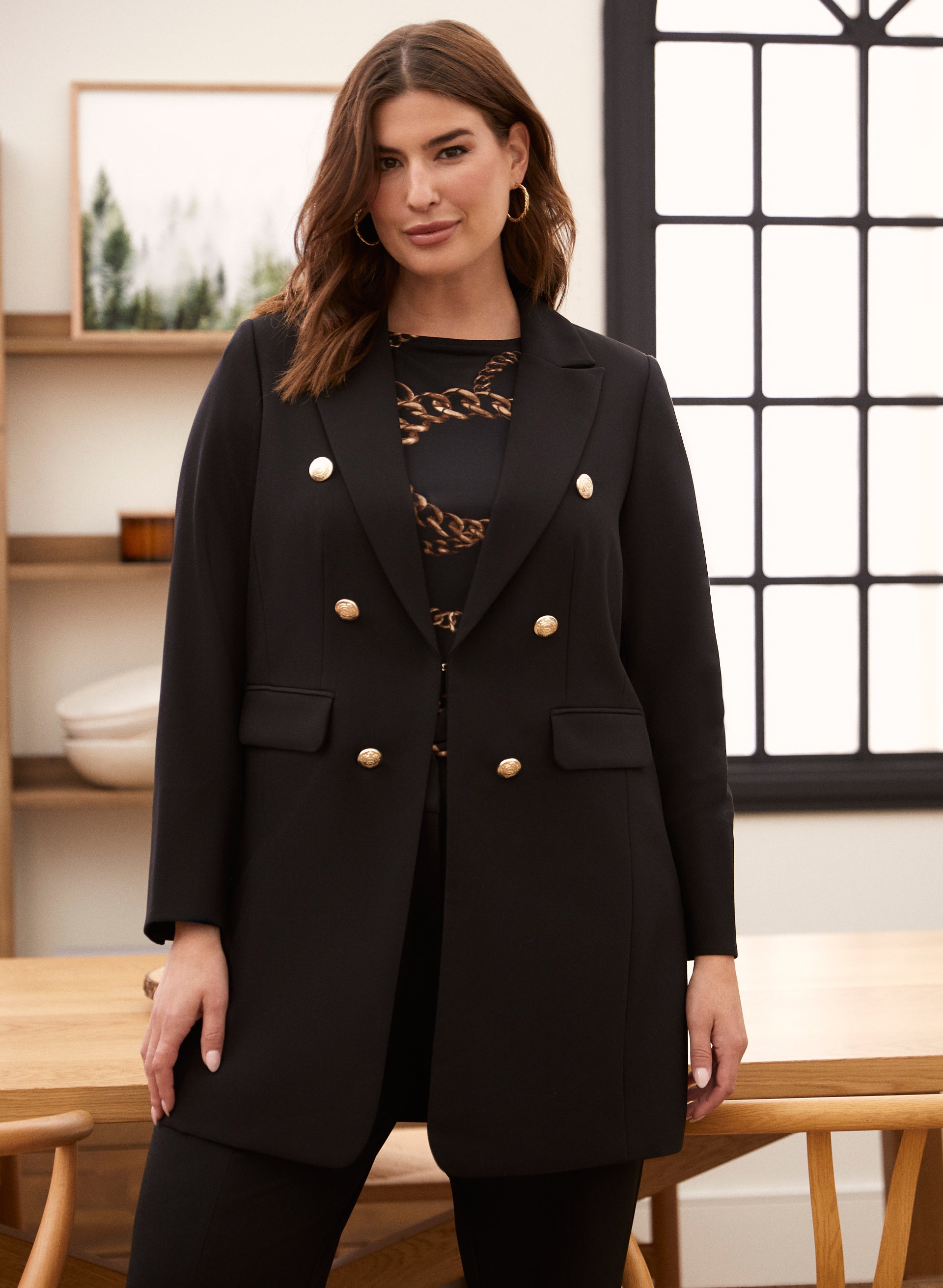 laura Long Crested Button Blazer