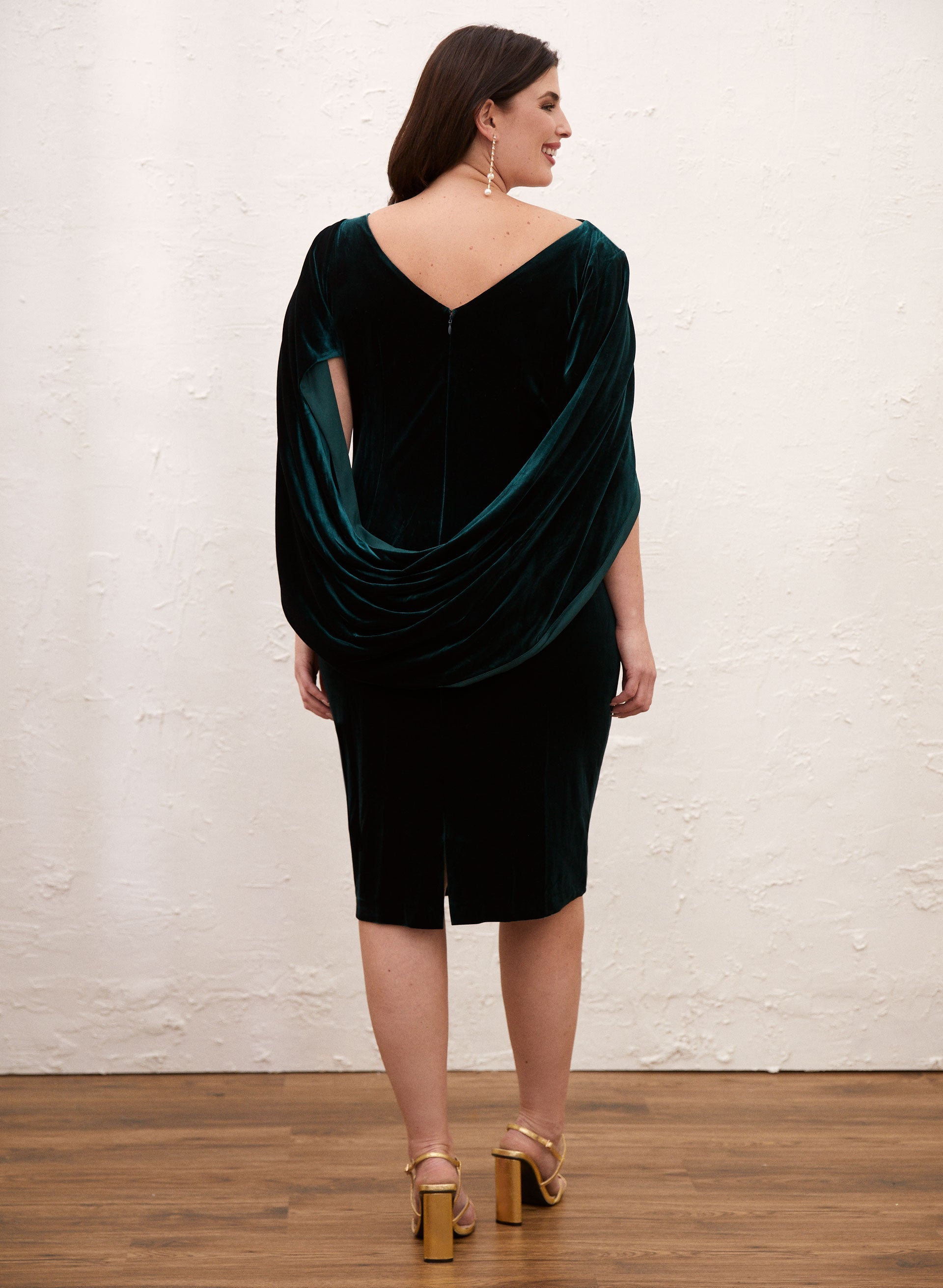 Velvet Drape Back Dress