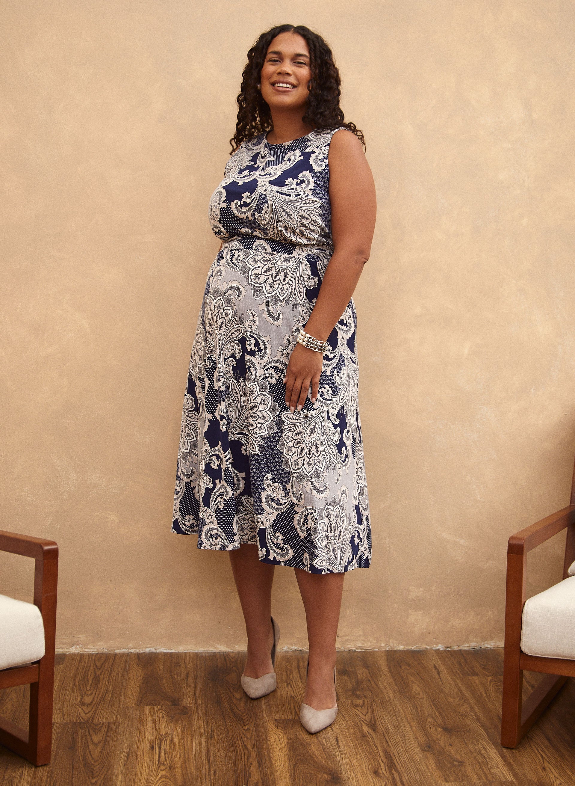 Blue and white plus size dress cheap