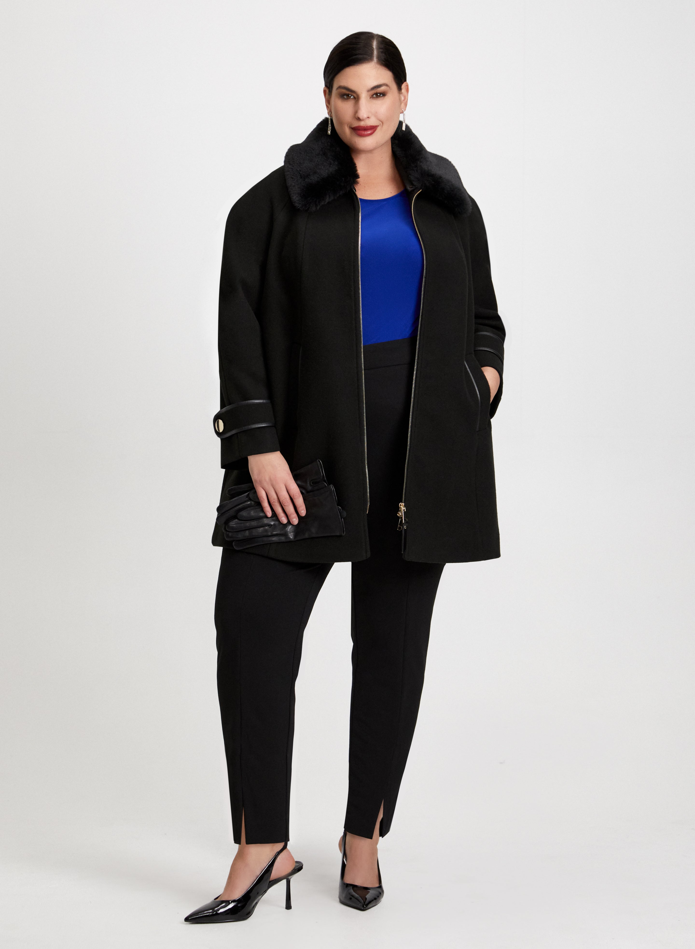 Black ruffle coat online