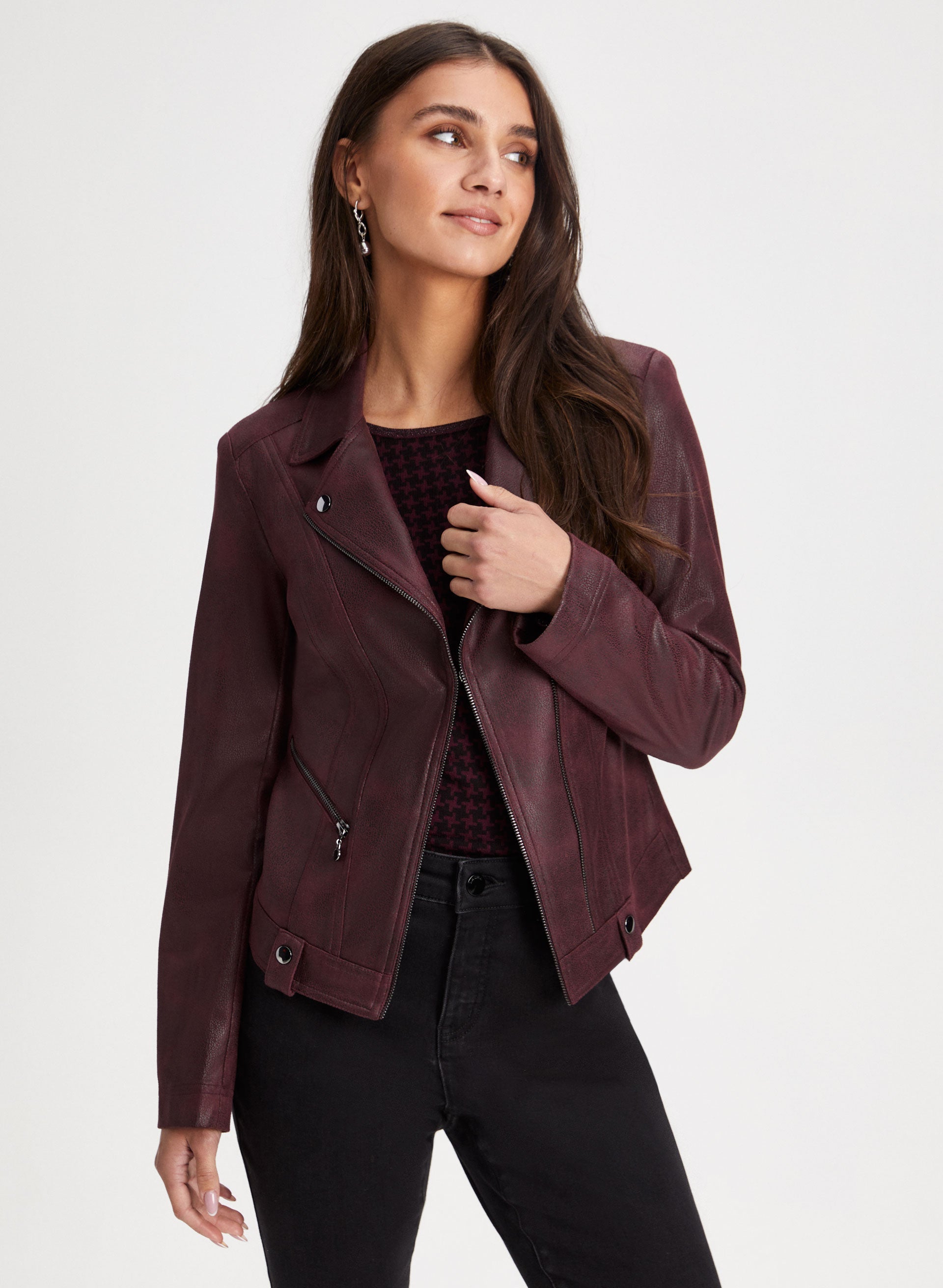 Faux suede red jacket online