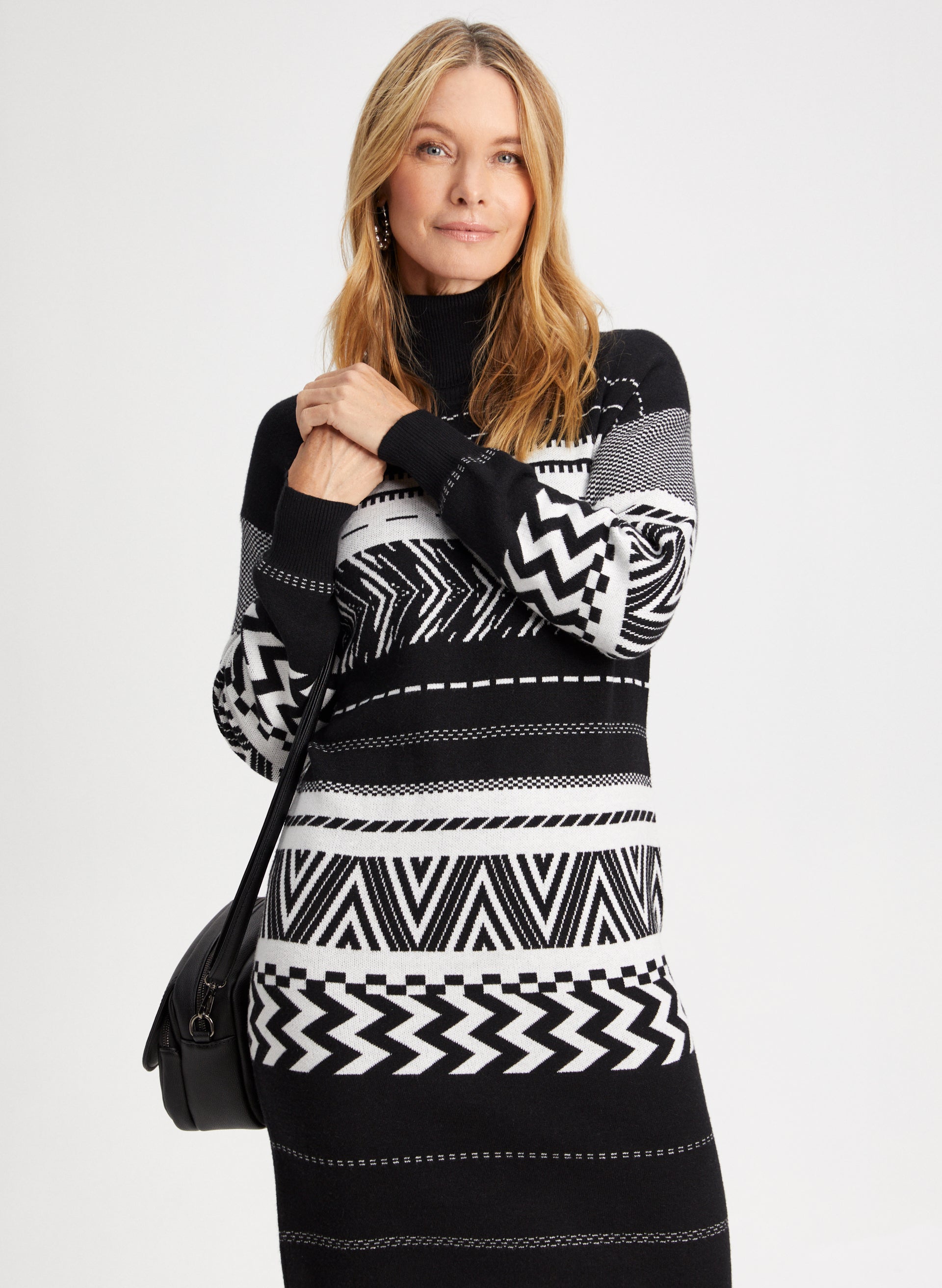 Black white sweater dress sale