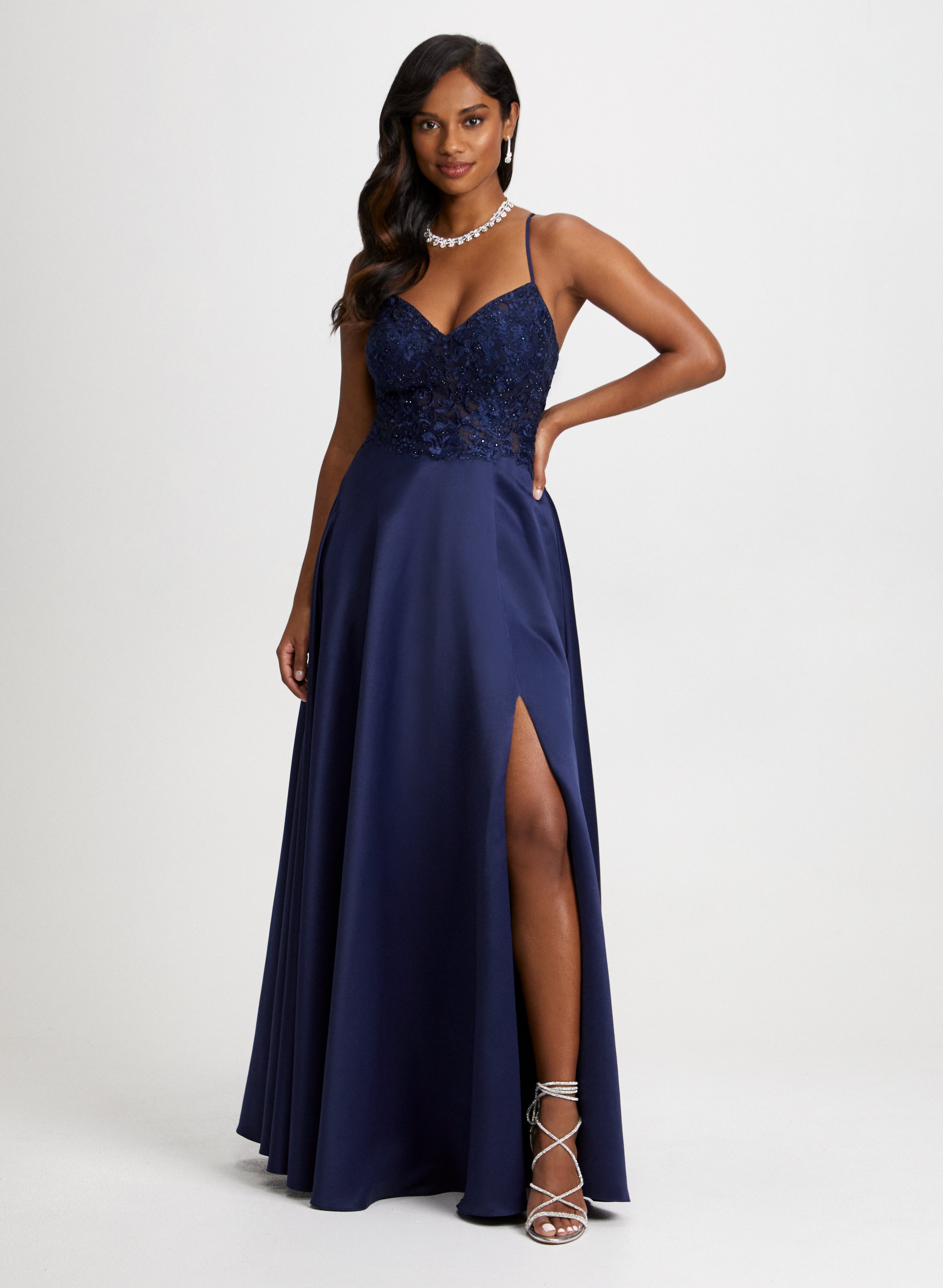 Sequin Gown & Crystal Necklace Sequin Gown & Crystal Necklace
