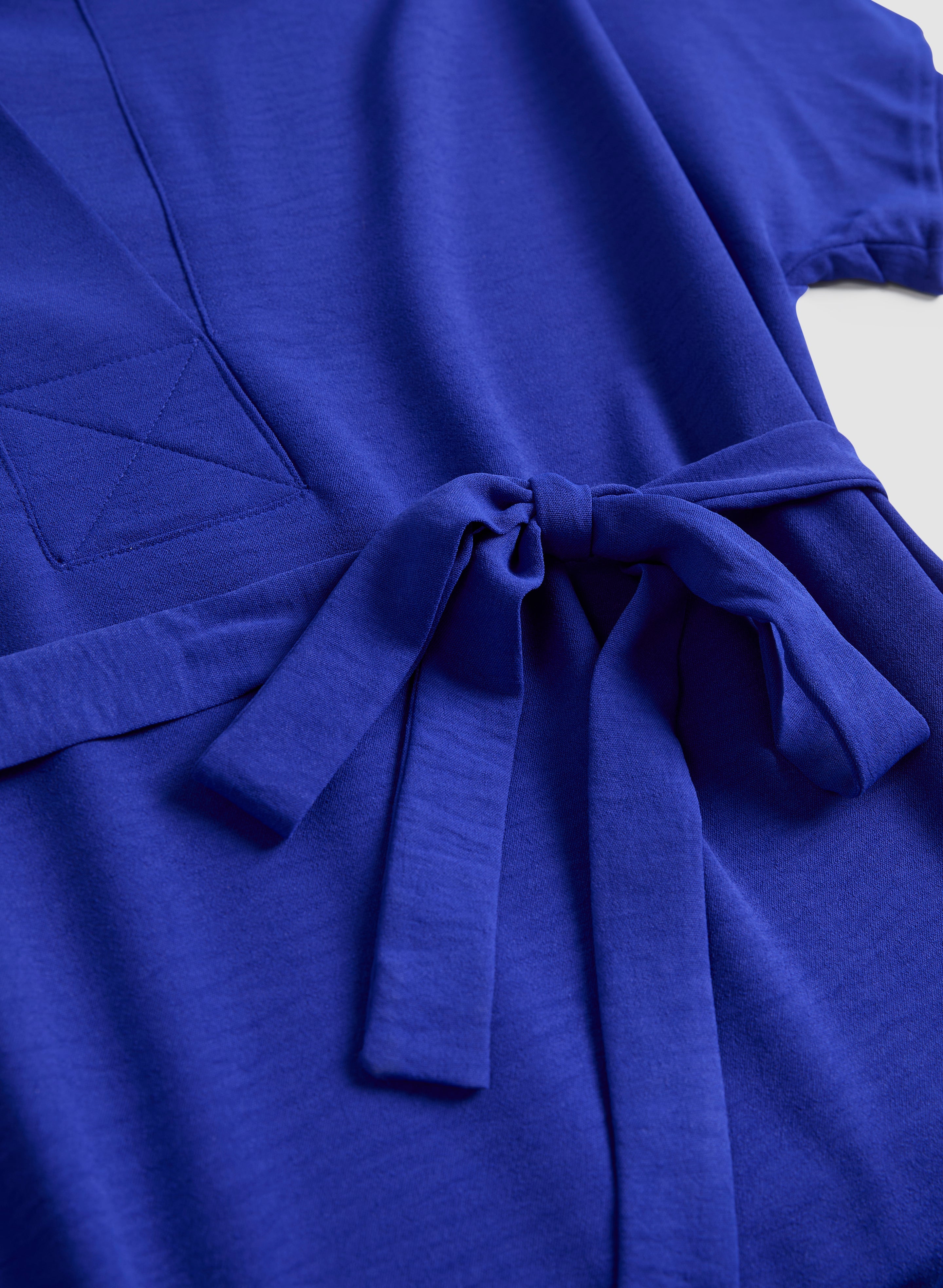 Belted Mini Shirt Dress, Blue