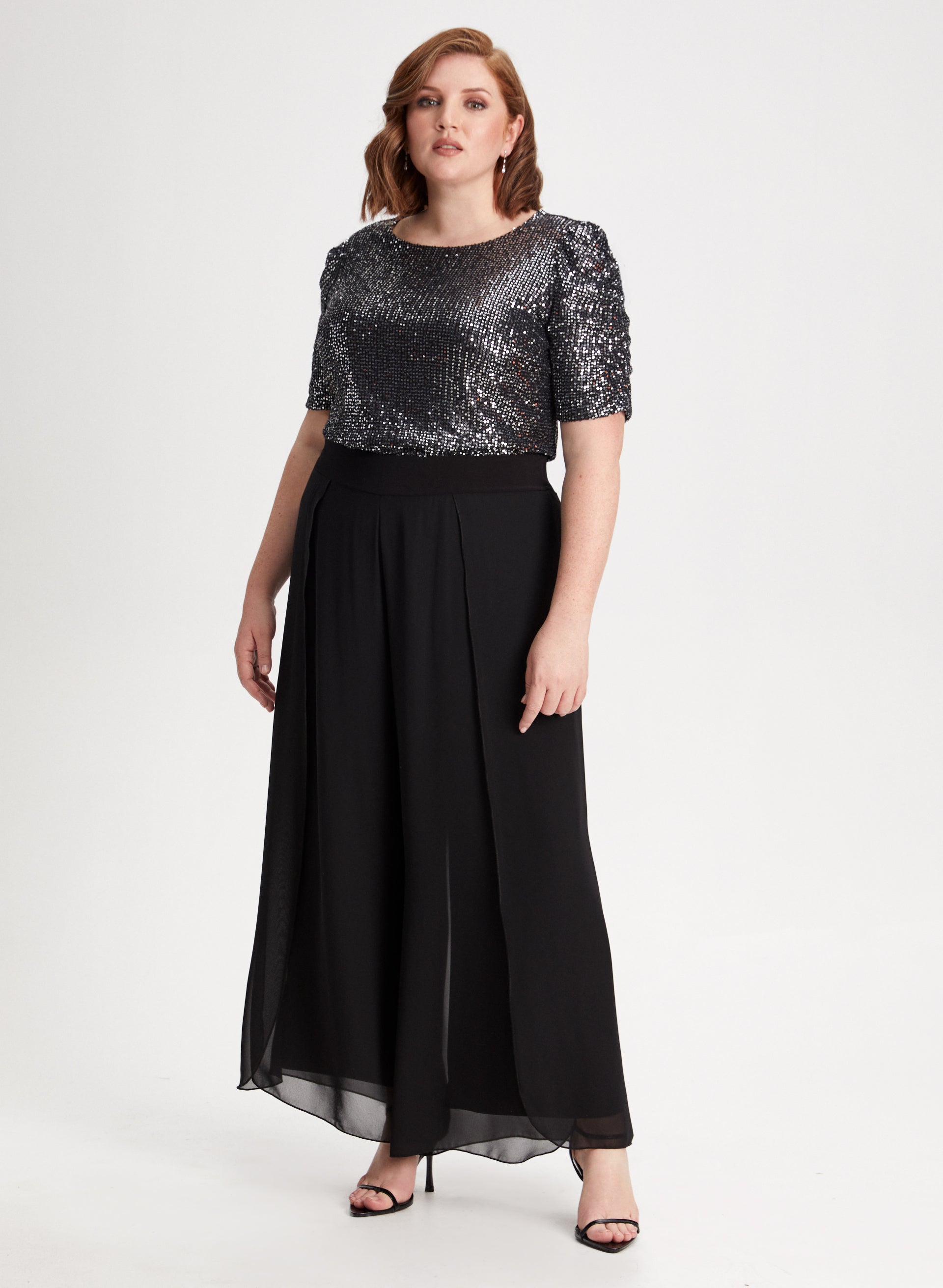 Sequin skirt dress with chiffon top store