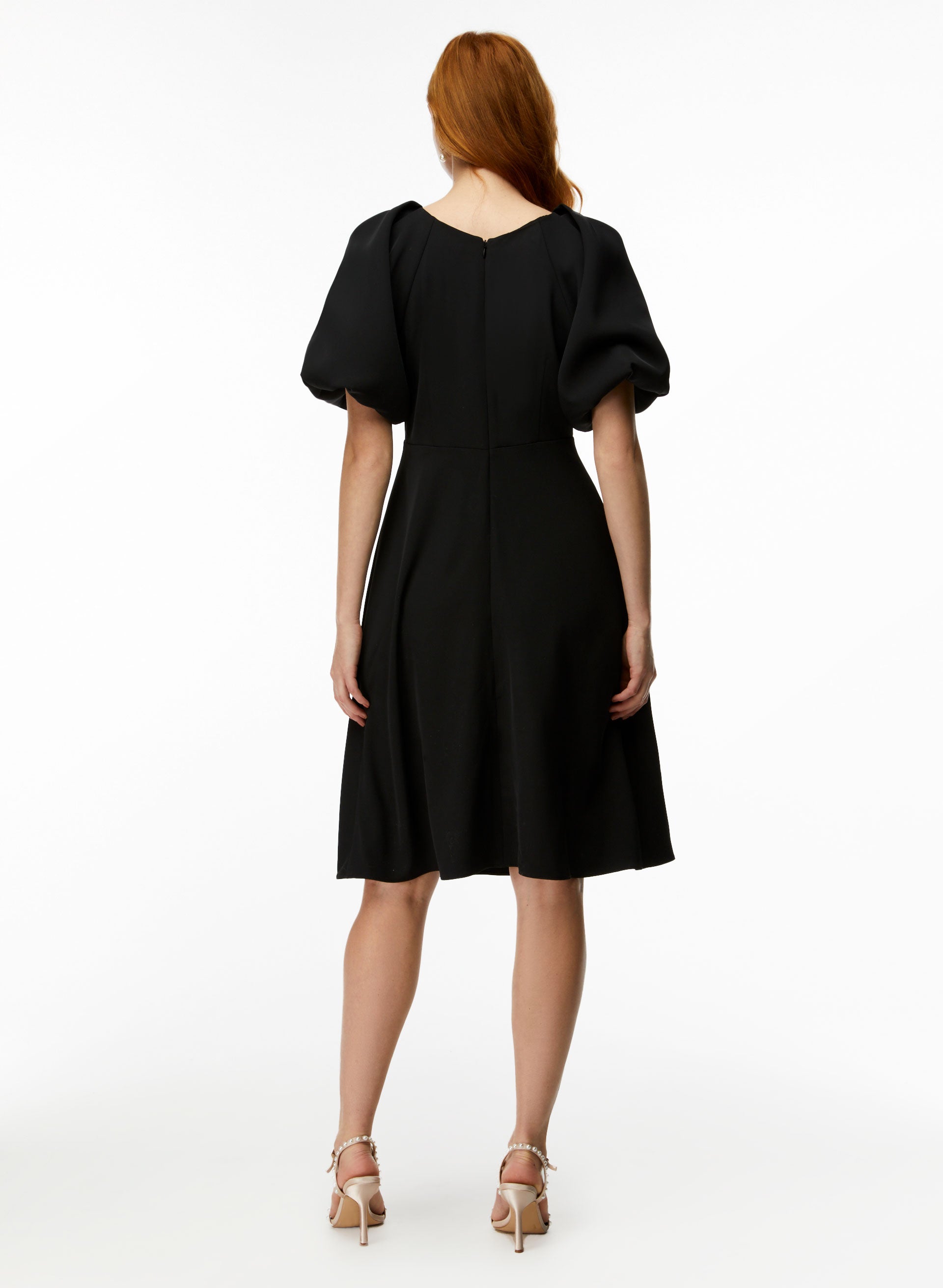 Puff Sleeve Fit & Flare Dress