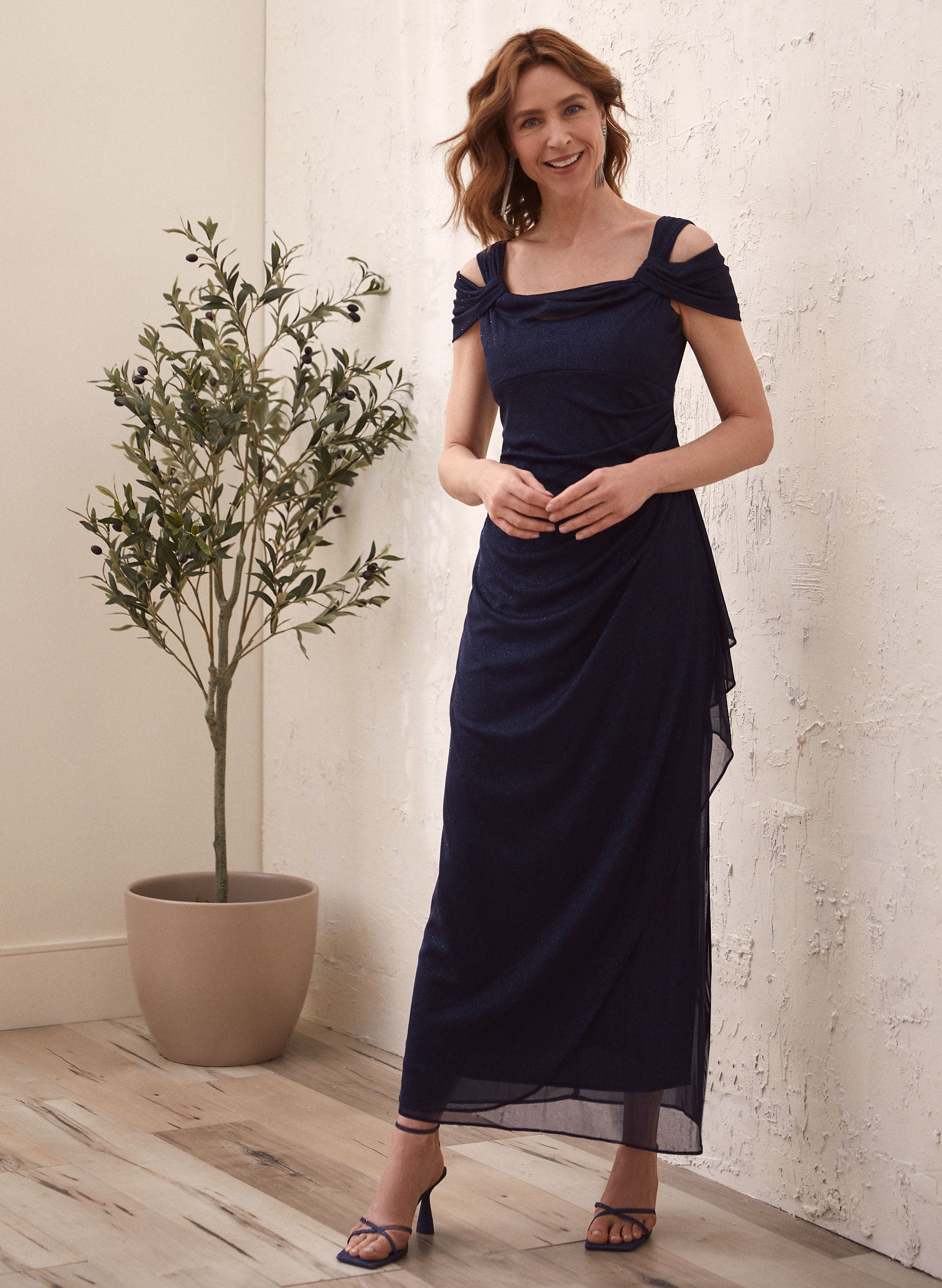 Glitter Cold Shoulder Dress