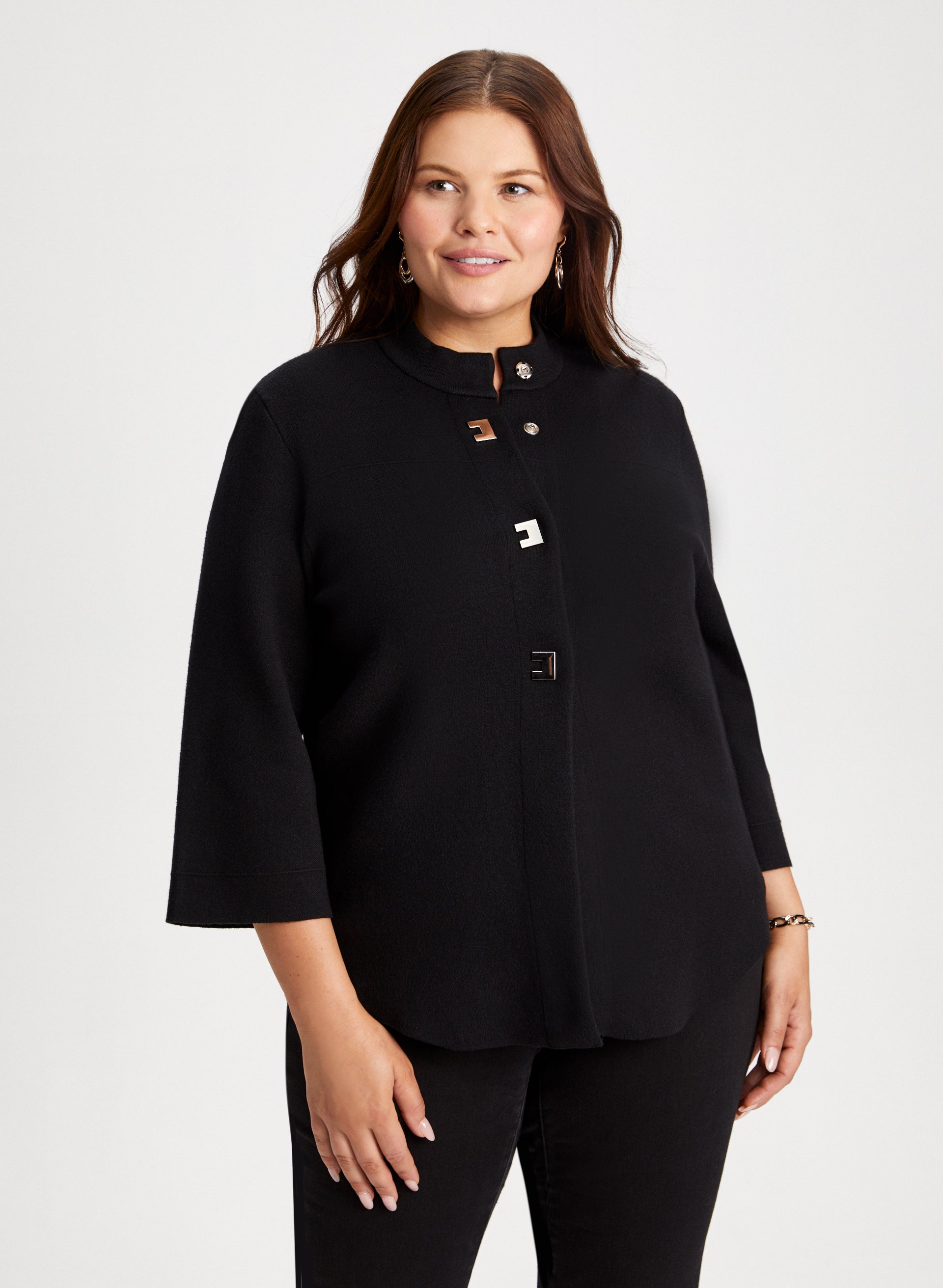Black button front cardigan 2025