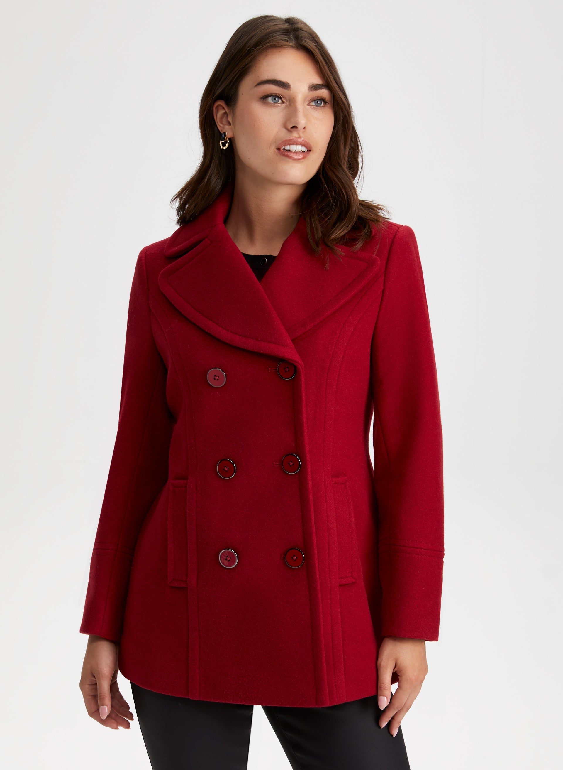 Womens red shop wool blend coat