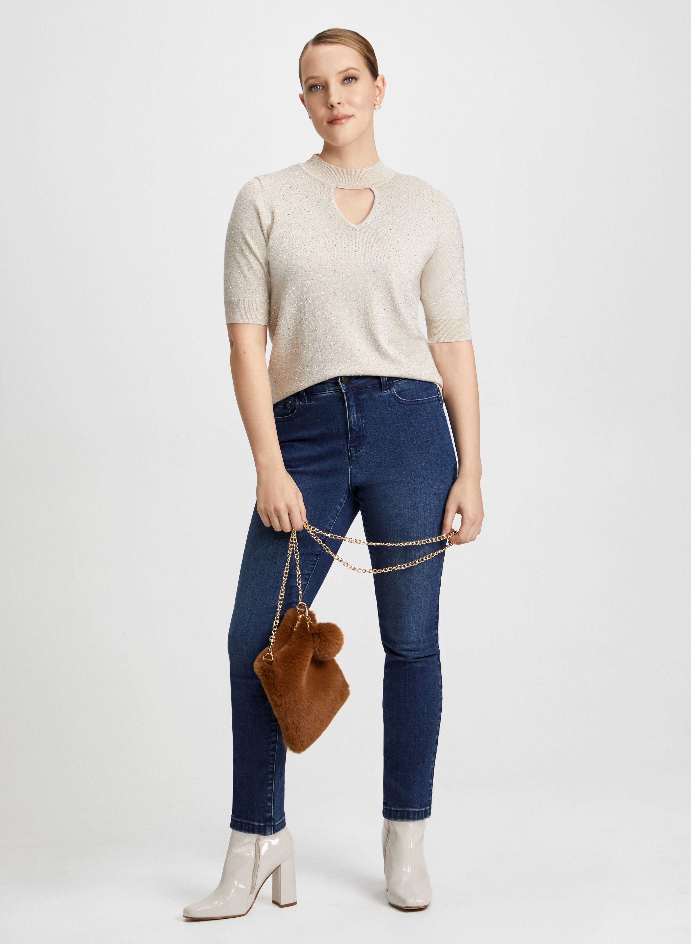 Shimmer Sweater Slim Leg Jeans