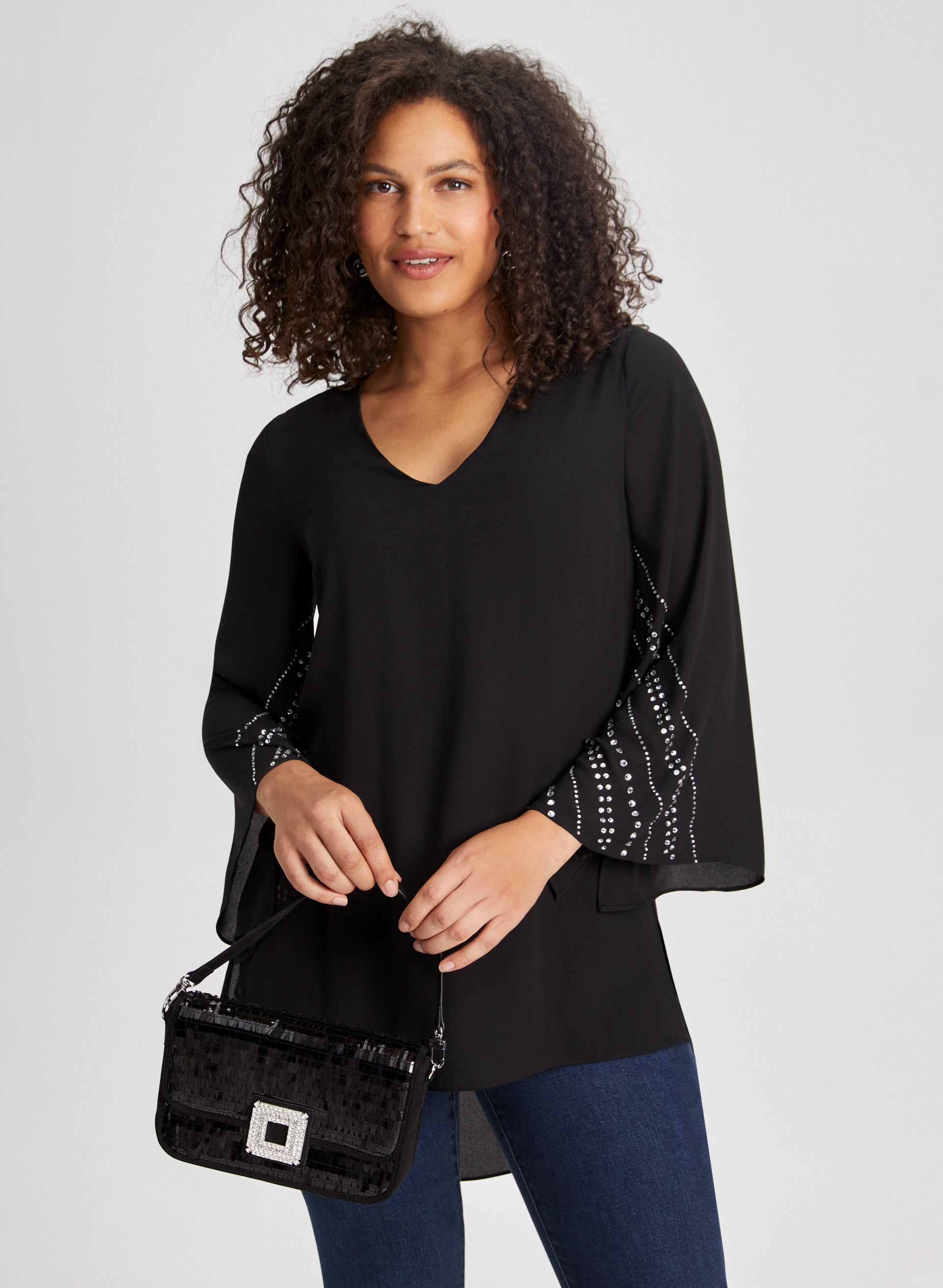 City Fit Rhinestone Slit Pants