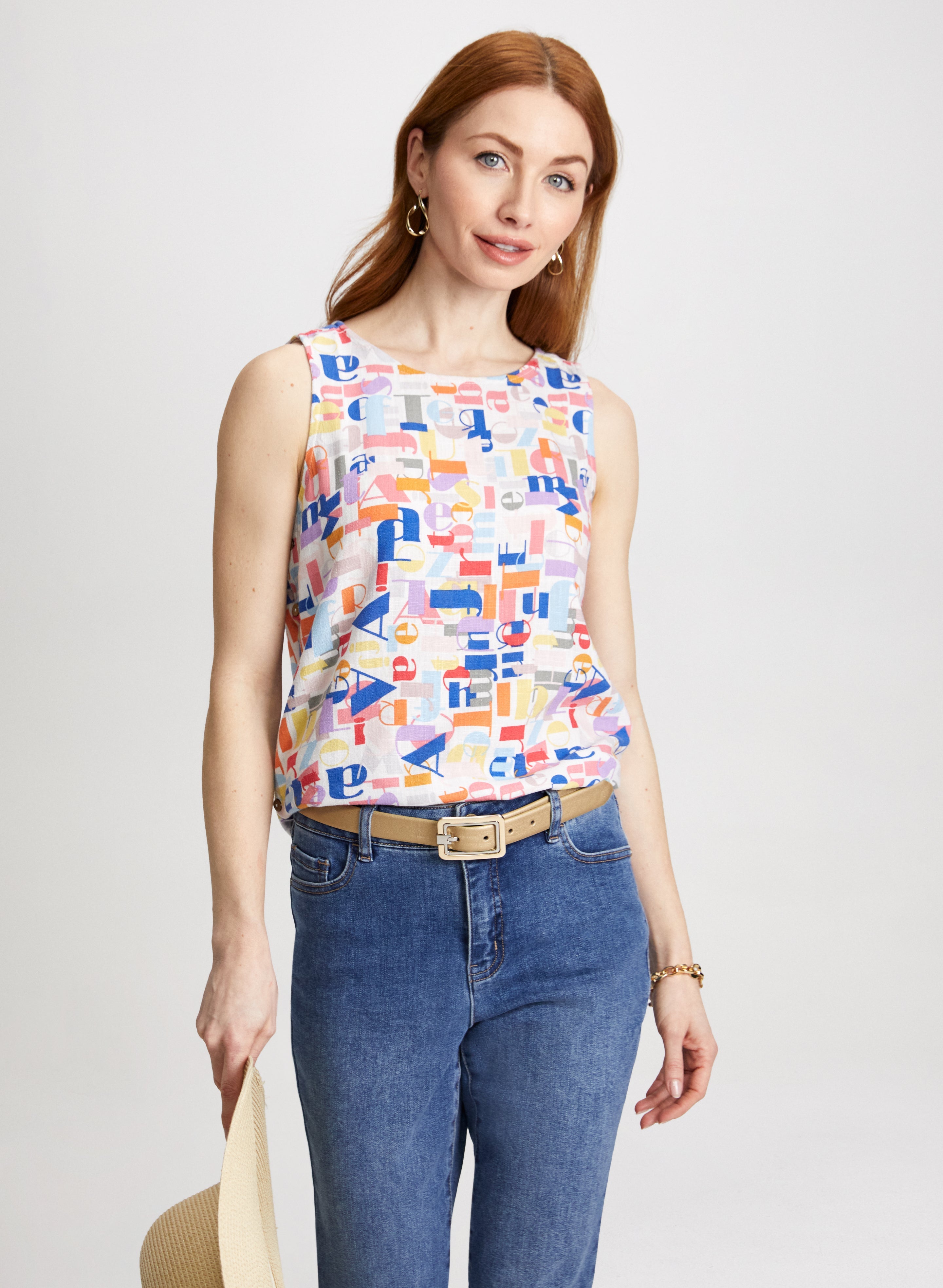 Sleeveless Letter Print Blouse