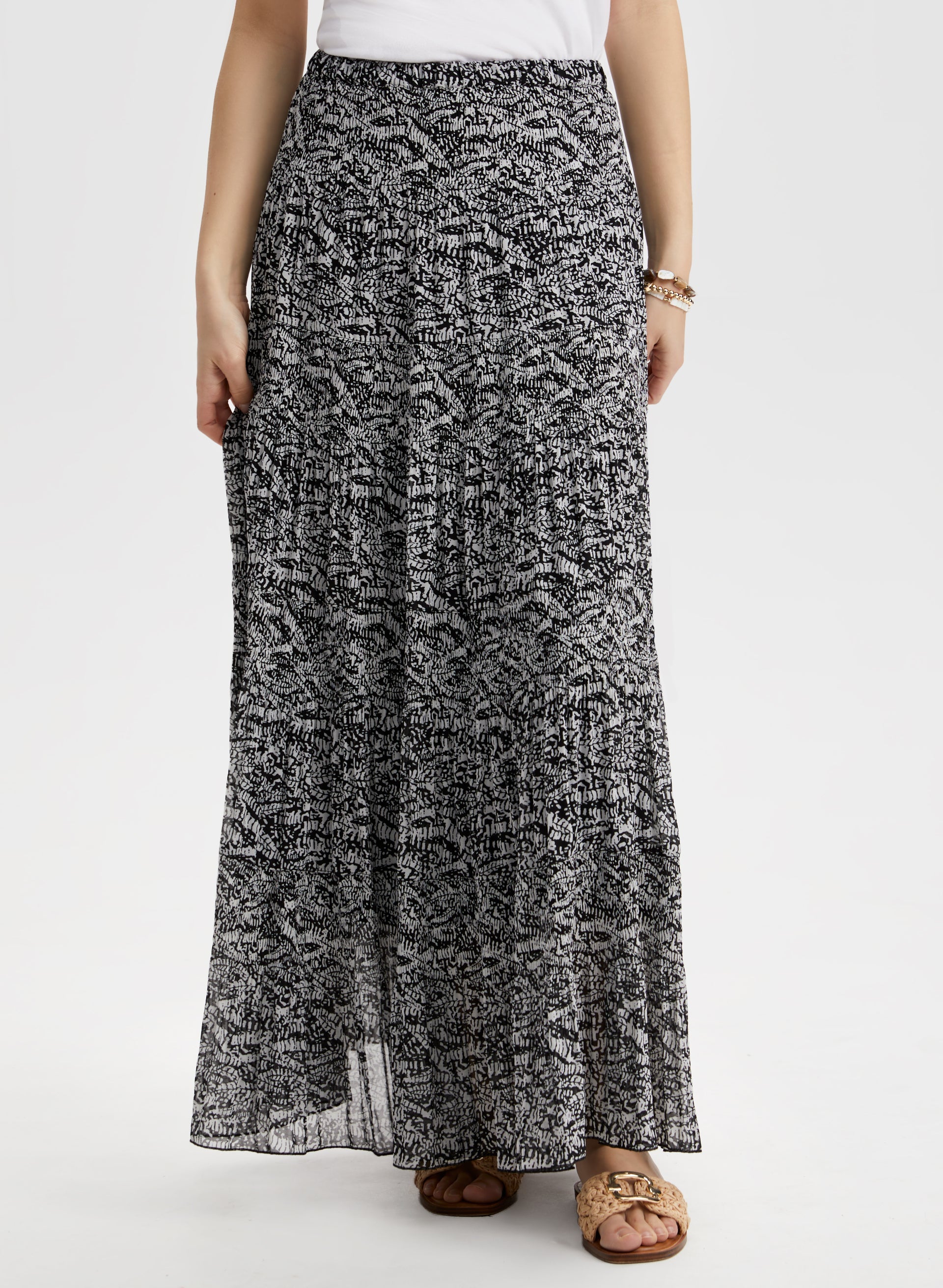Black print maxi skirt hot sale