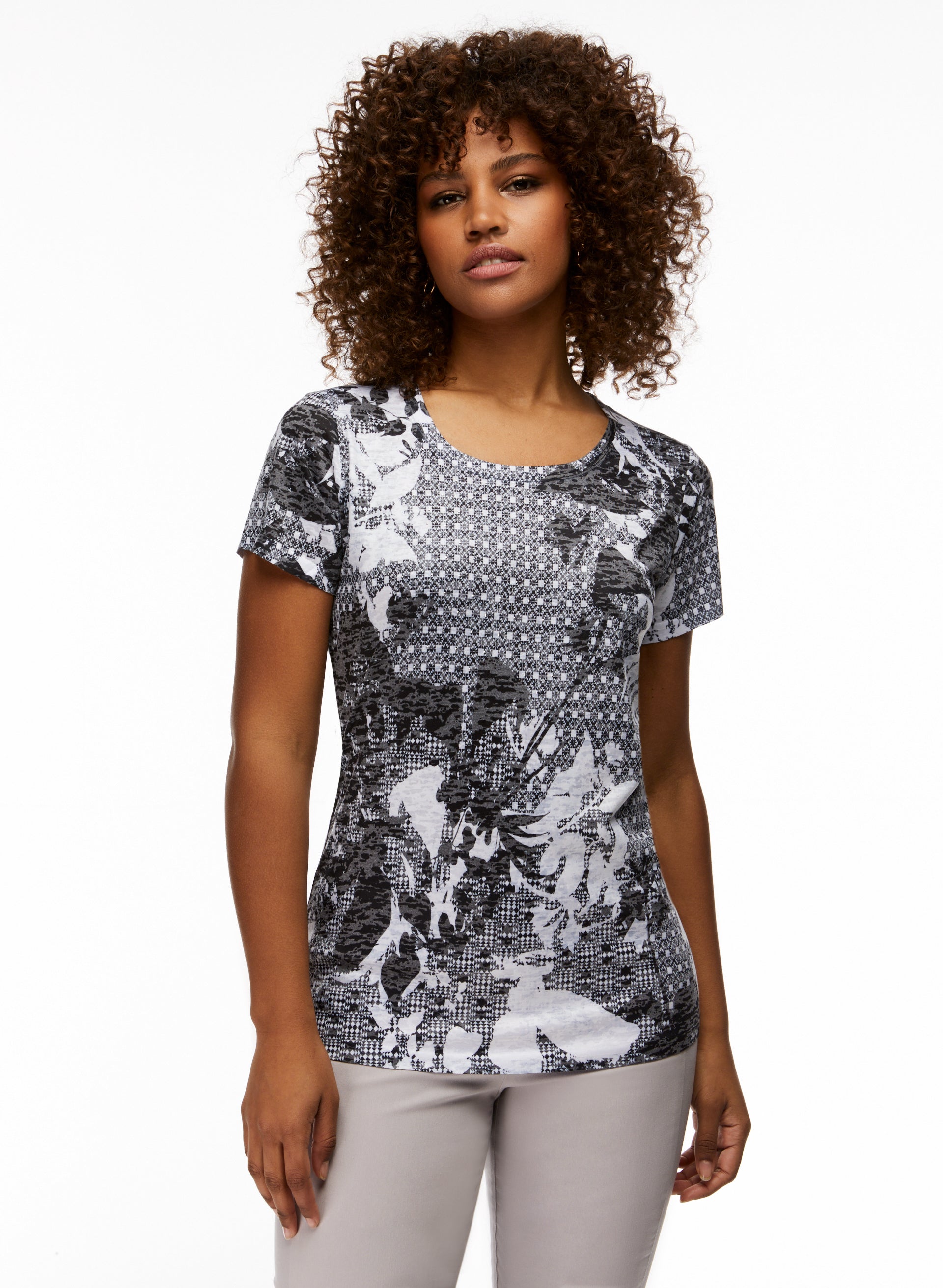 Vex - Geometric & Floral Print Tee