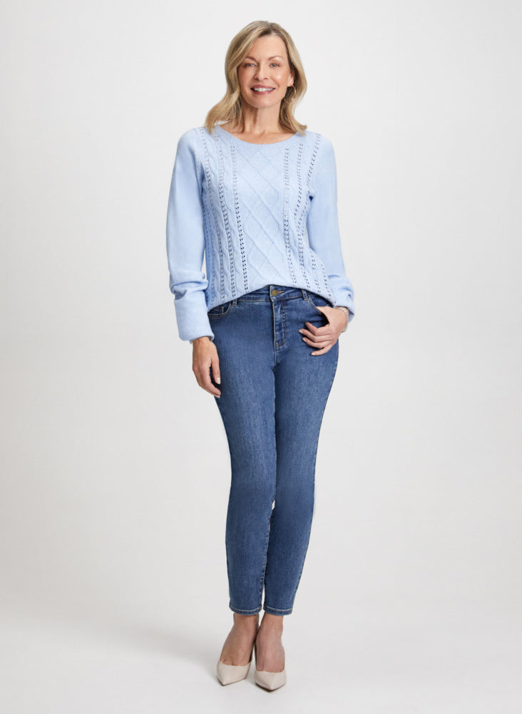 Cable Knit Sweater Slim Leg Jeans