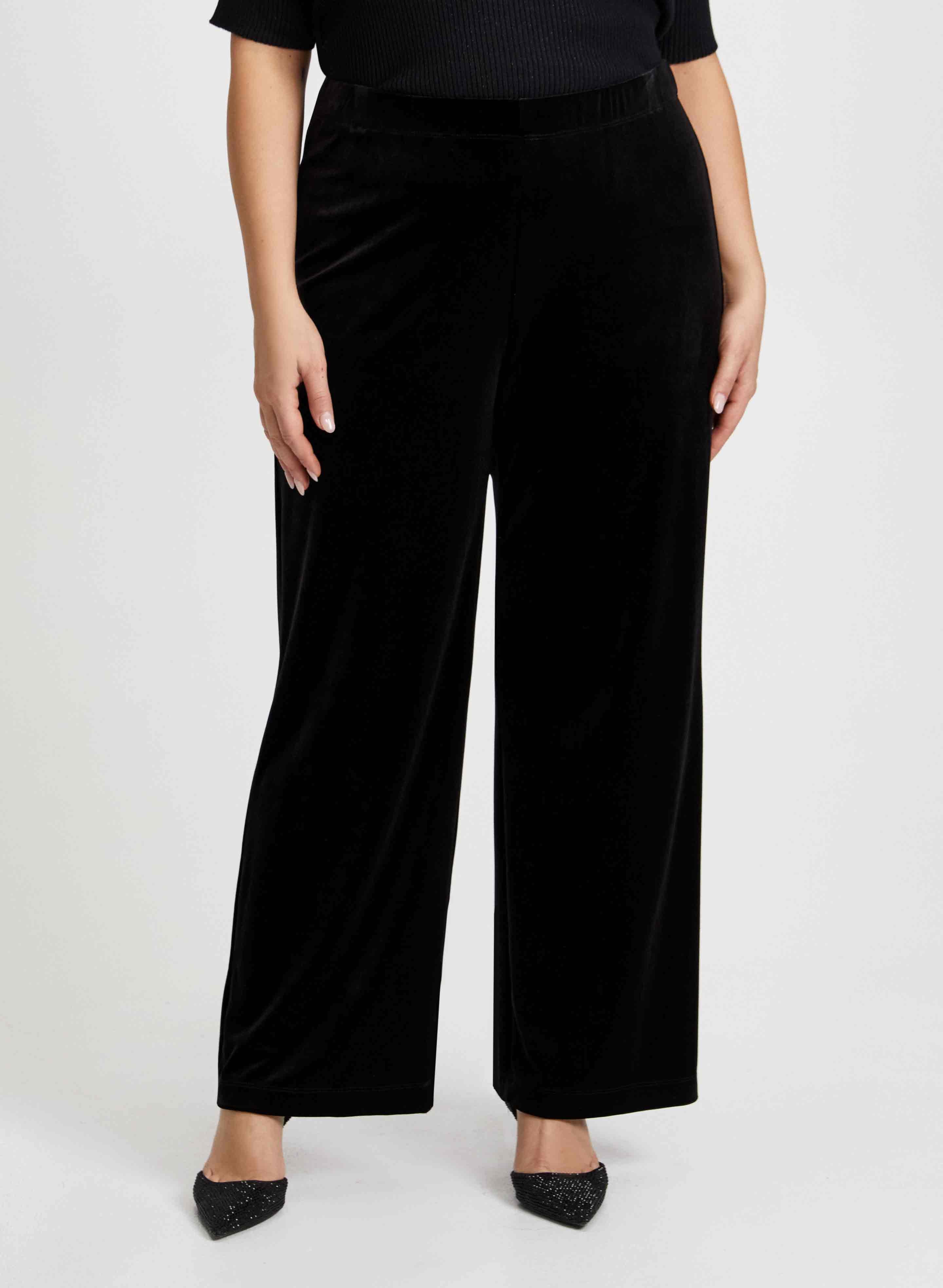 Pull On Wide Leg Velour Pants