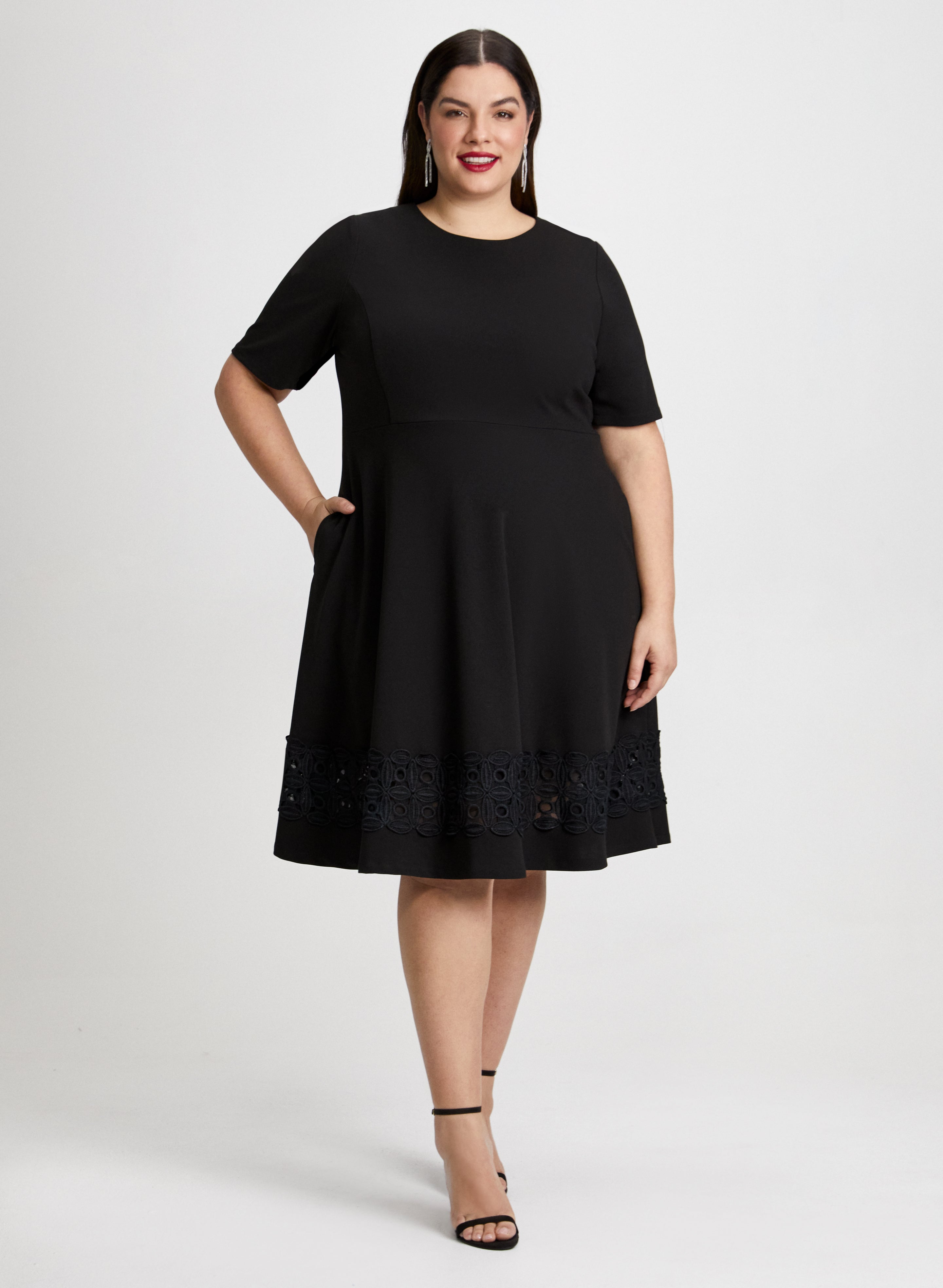Lace Hem Dress Crystal Earrings