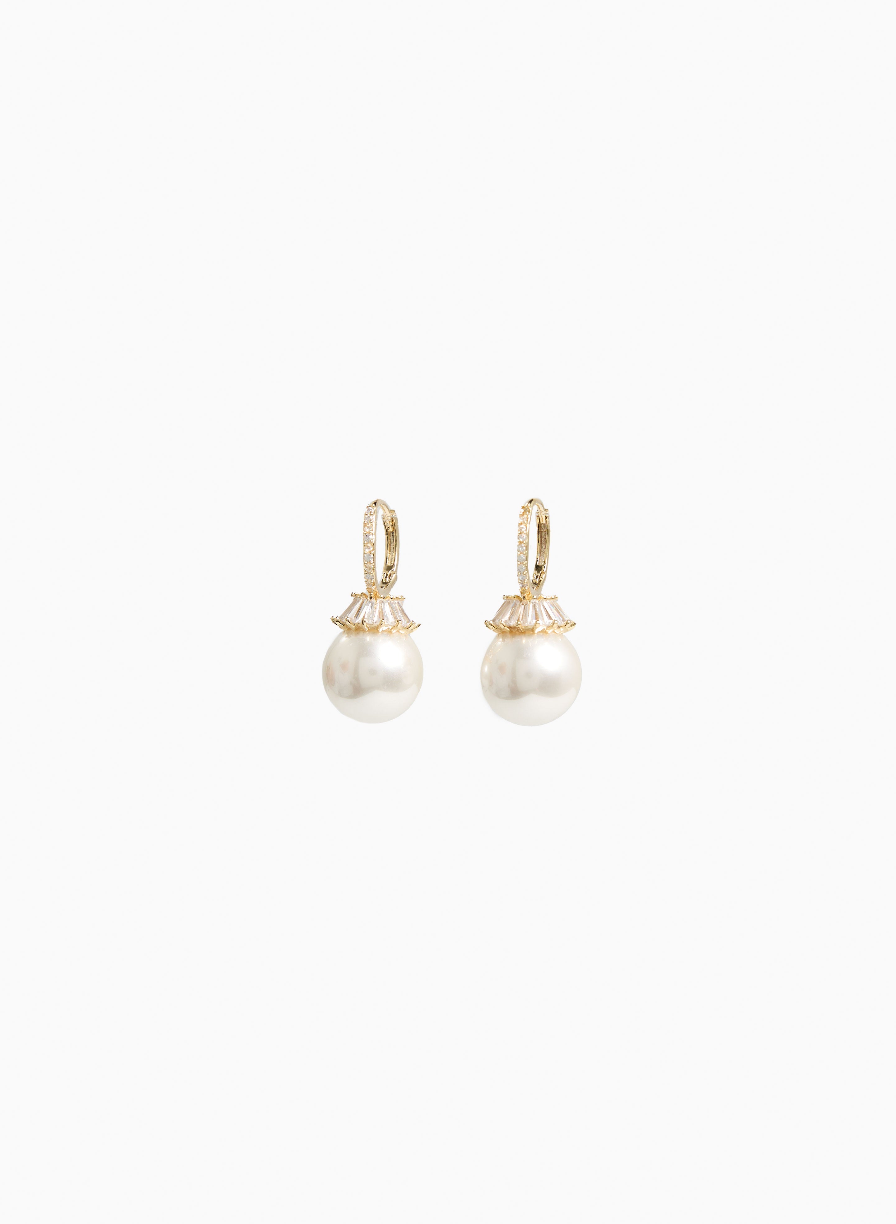 Pearl Cubic Zirconia Dangle Earrings