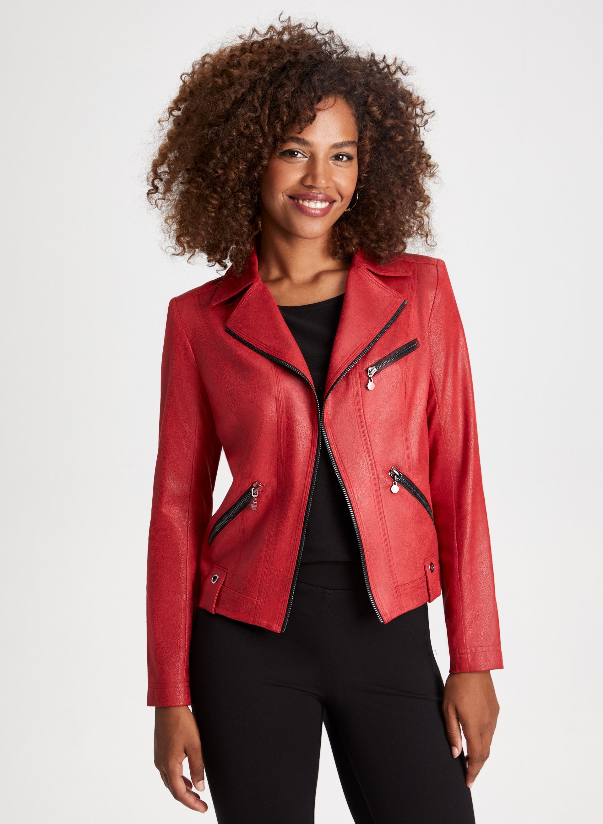 Faux suede red jacket sale