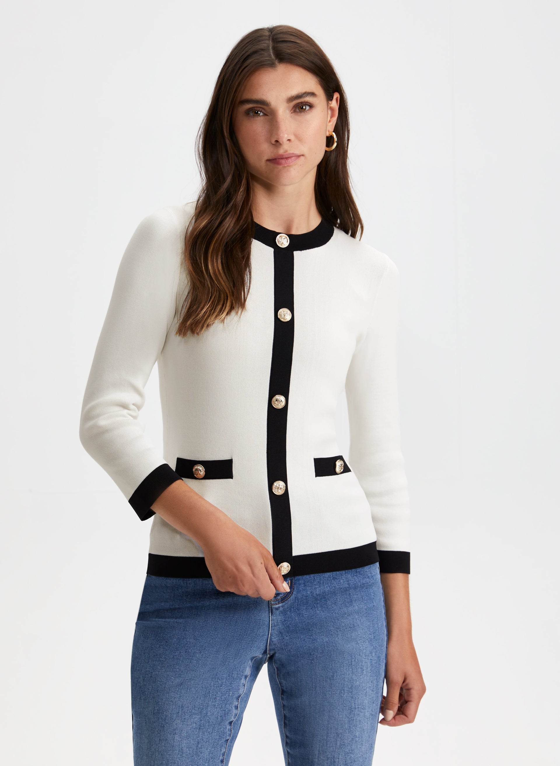 White button sweater cheap