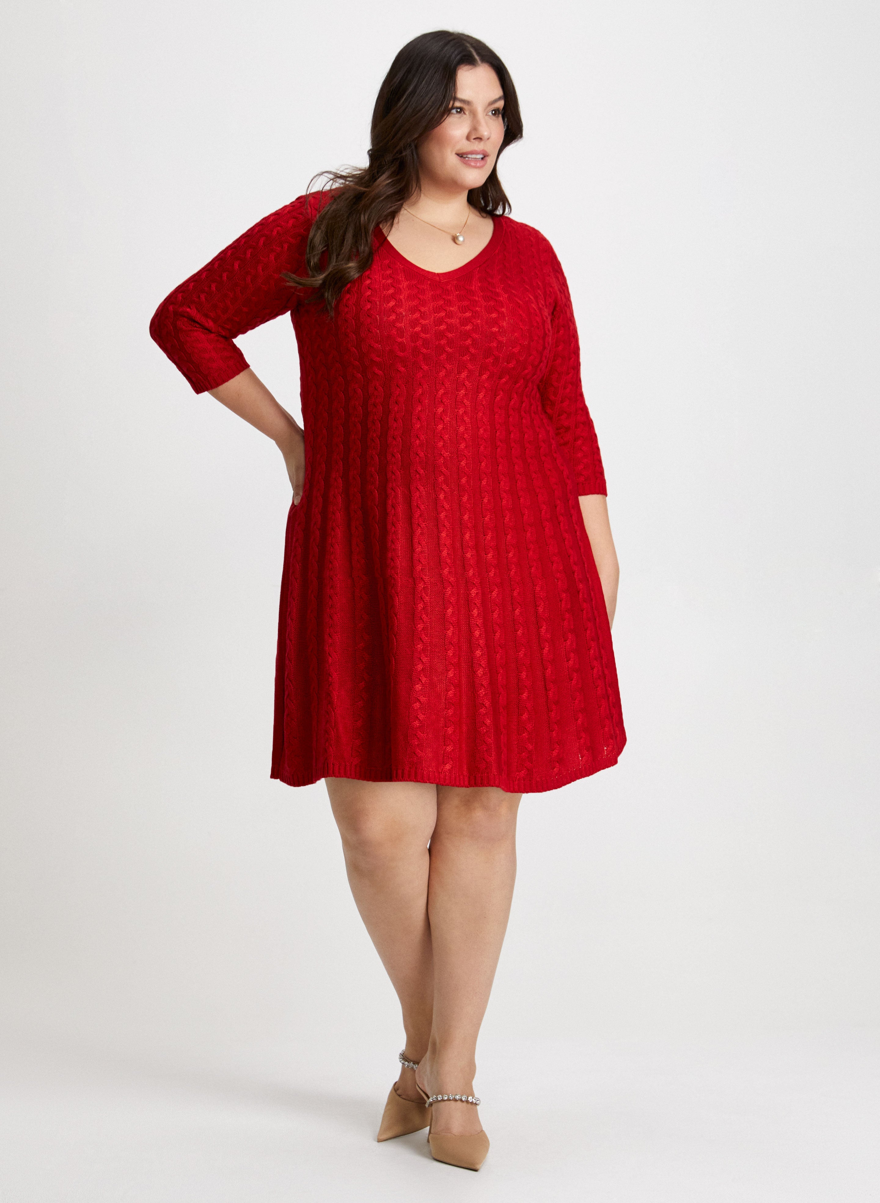 Seamless knit dress with Oval t clasp Woman, Red