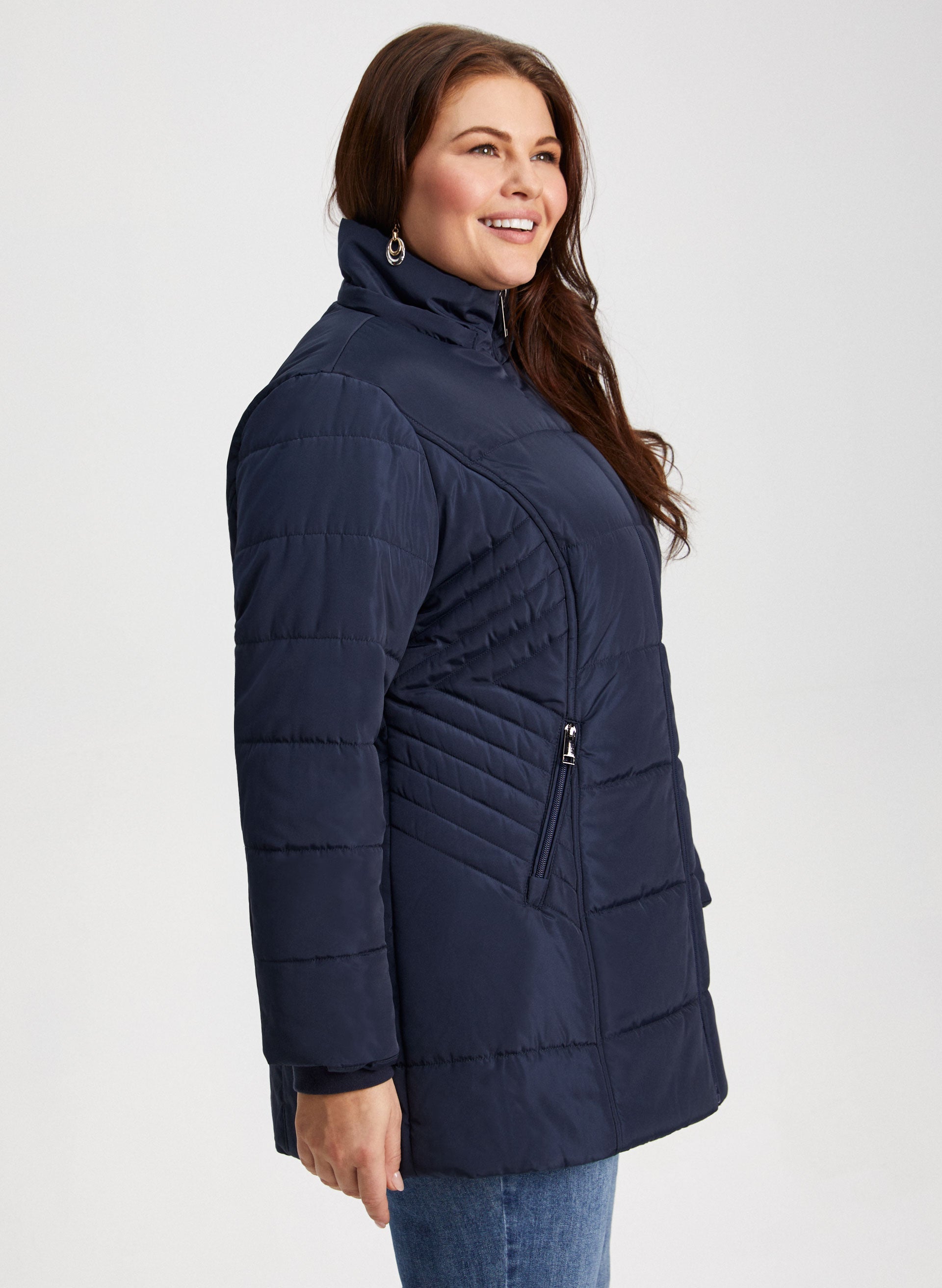 Navy blue outlet quilted coat