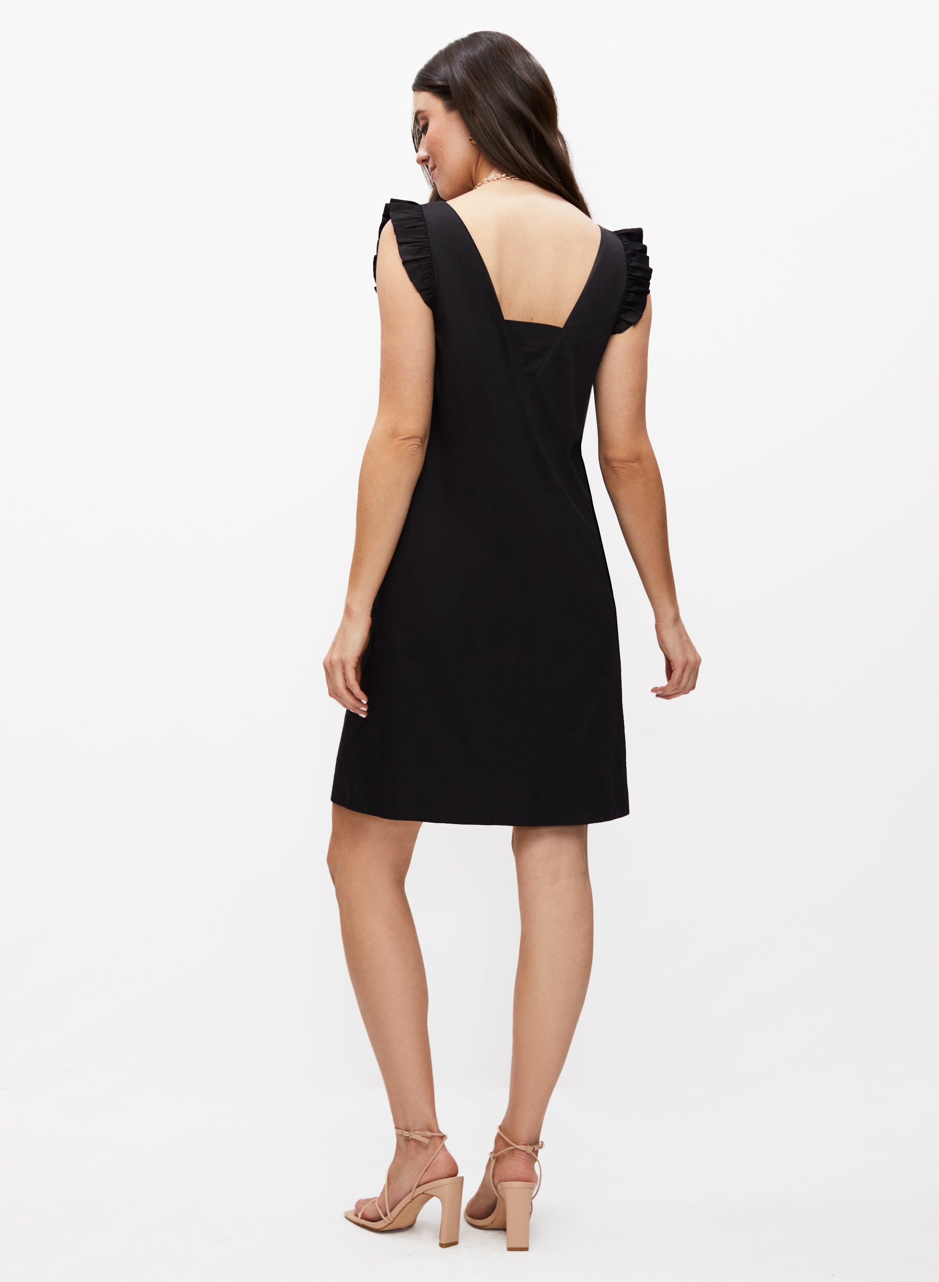 Black ruffle sleeve dress store