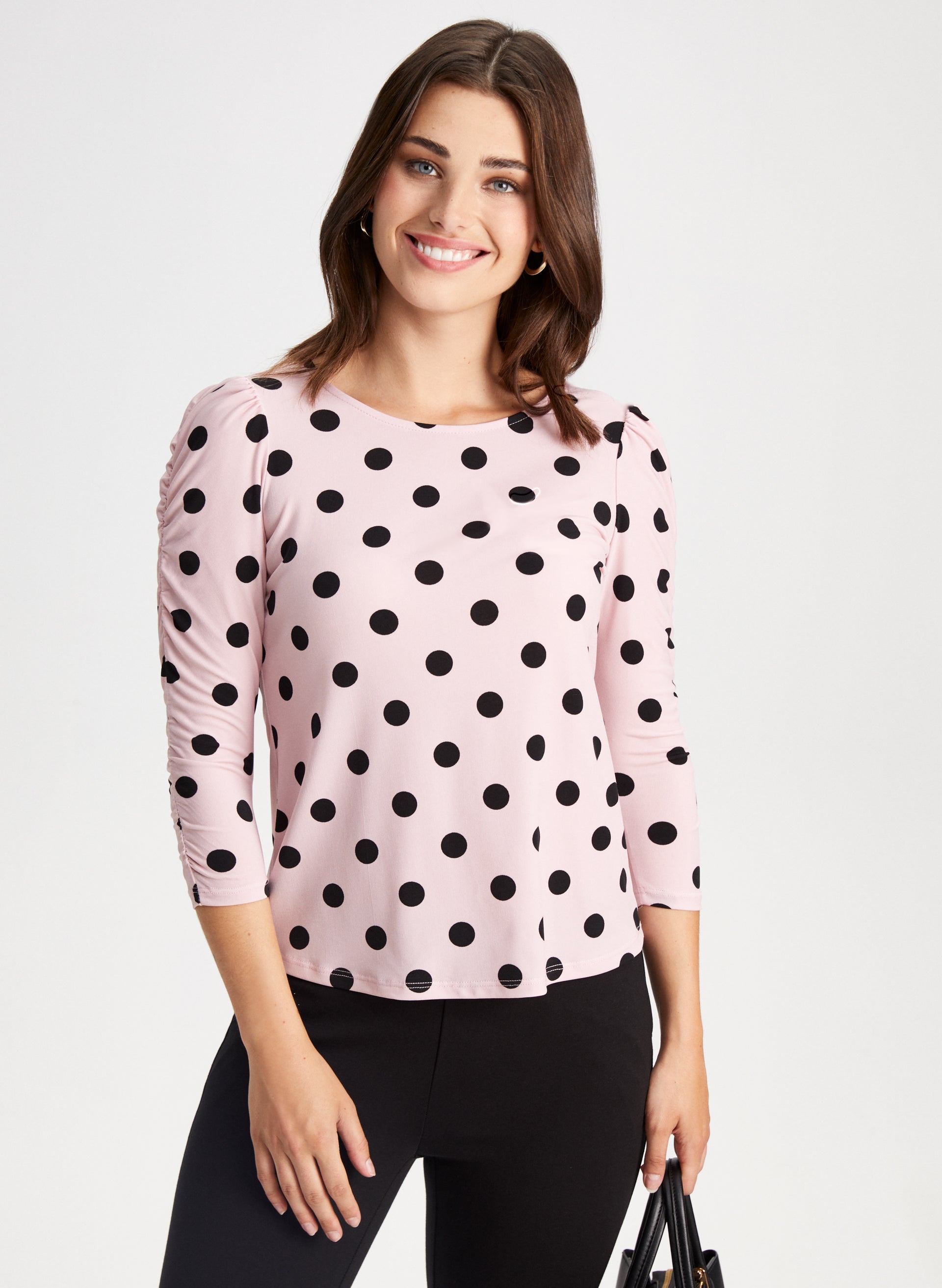 Dot Print 3/4 Sleeve Top