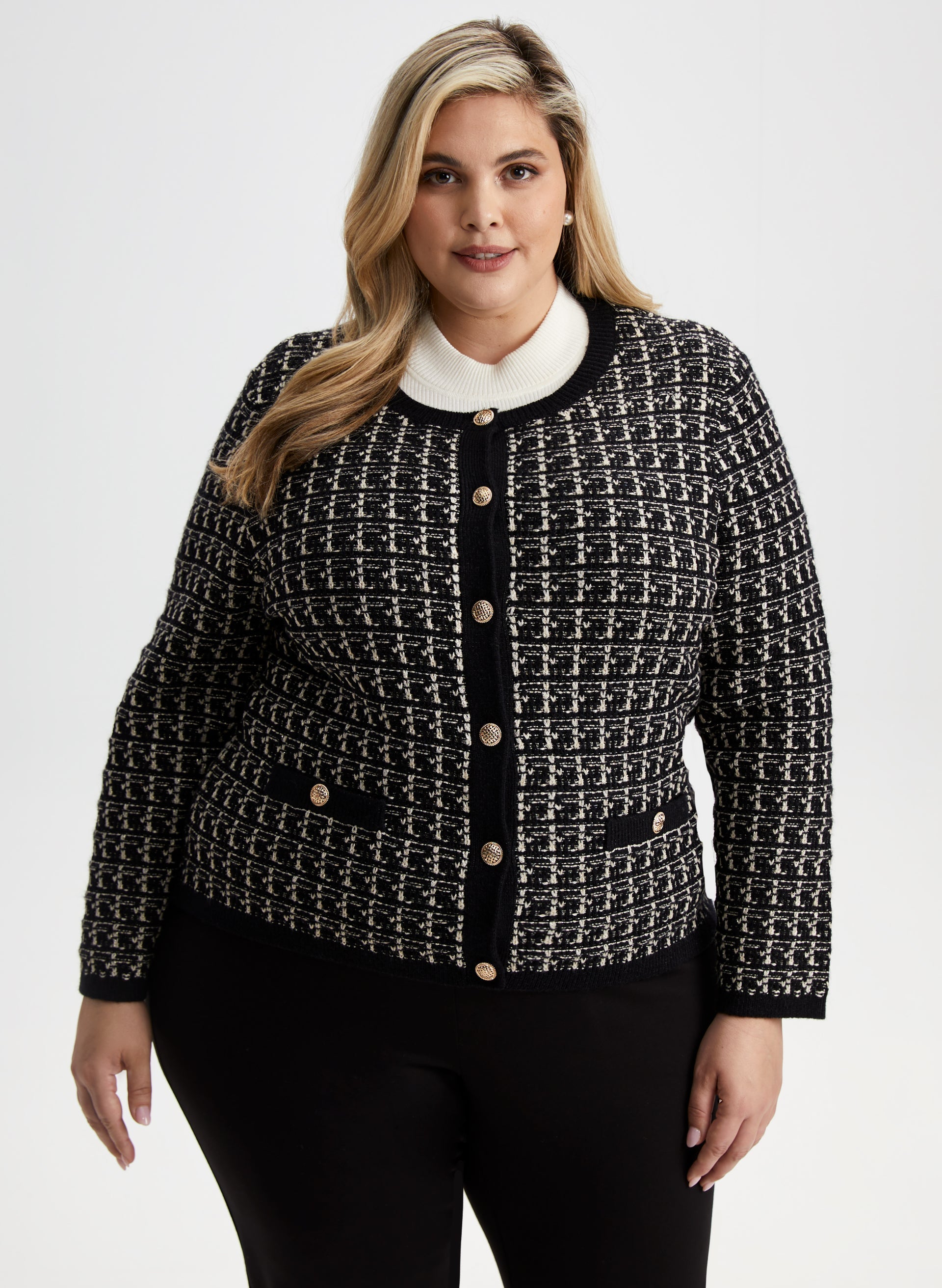 Plaid button front cardigan hotsell