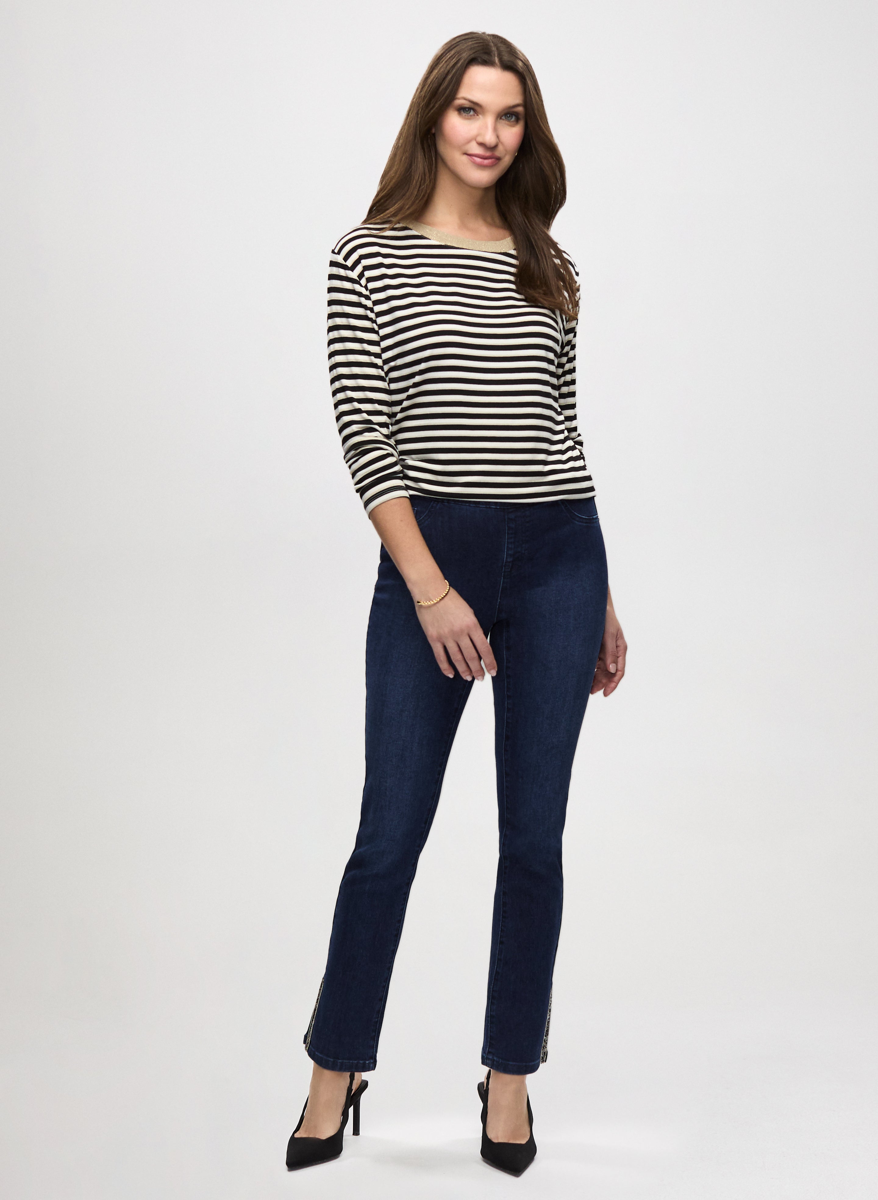 Stripe Print Top Pull On Jeans
