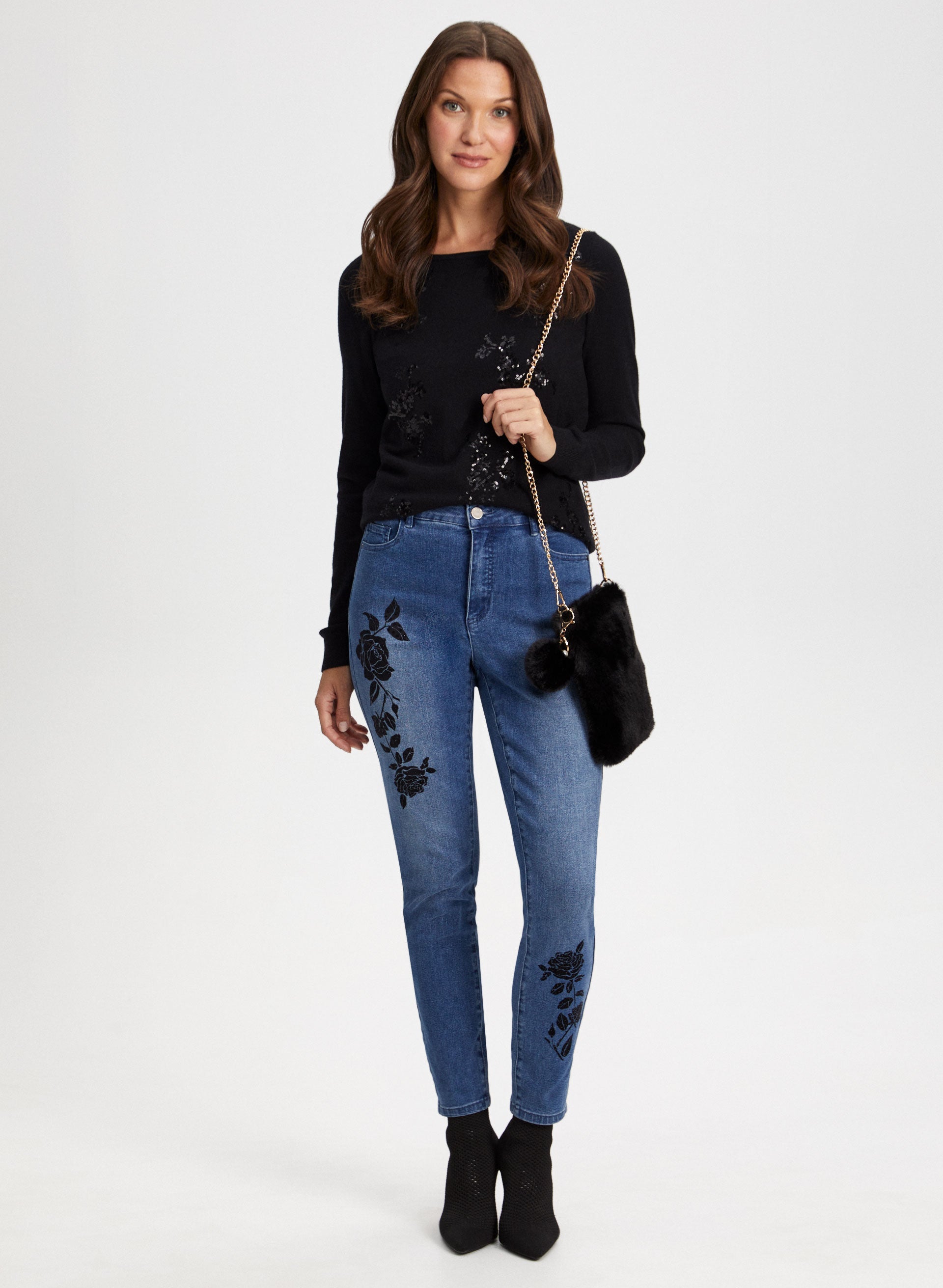 Flower Detail Top Jeans