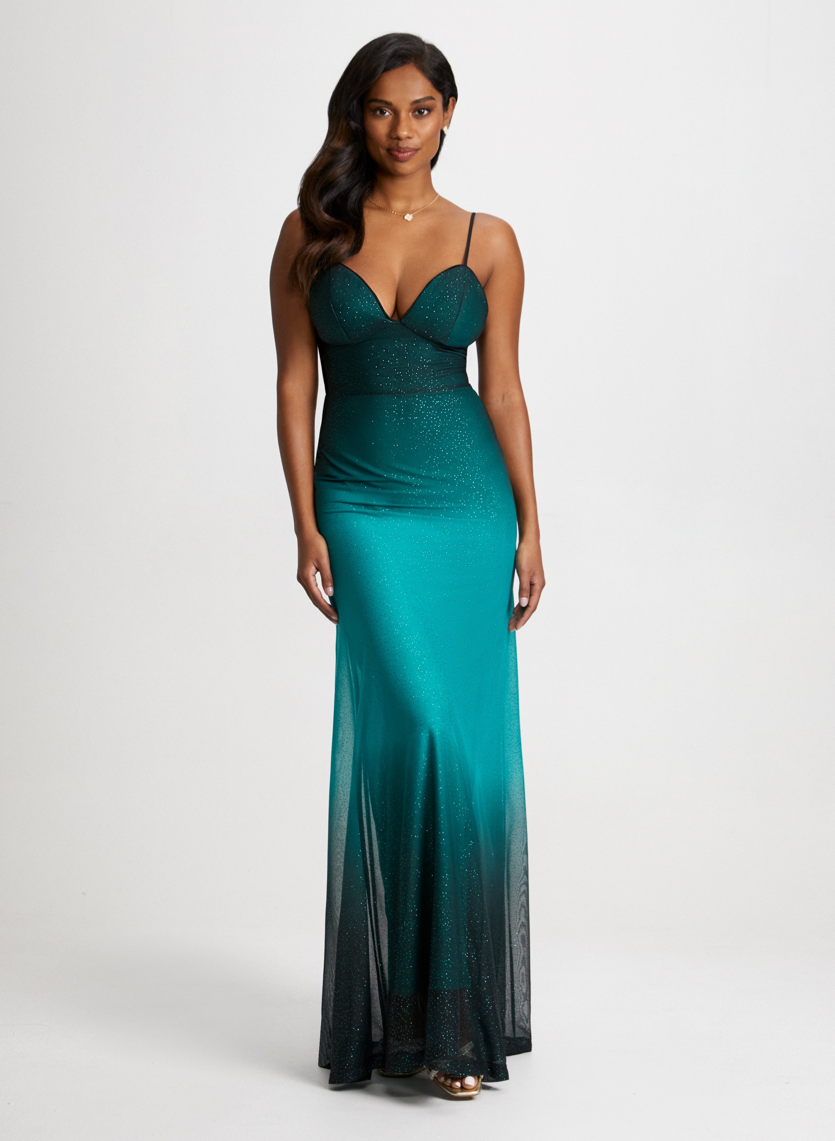 Teal v cheap neck dress