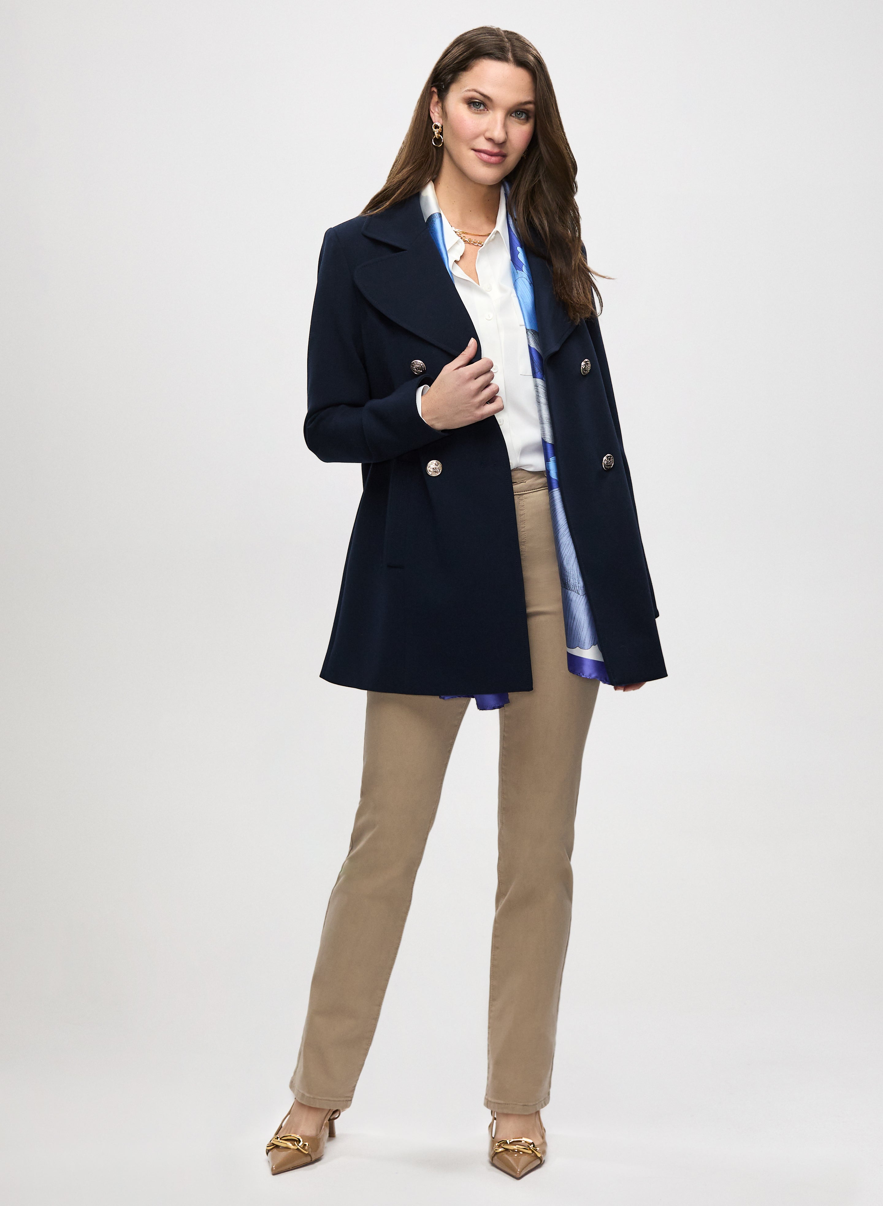Tricotine Pea Coat Straight Leg Jeans