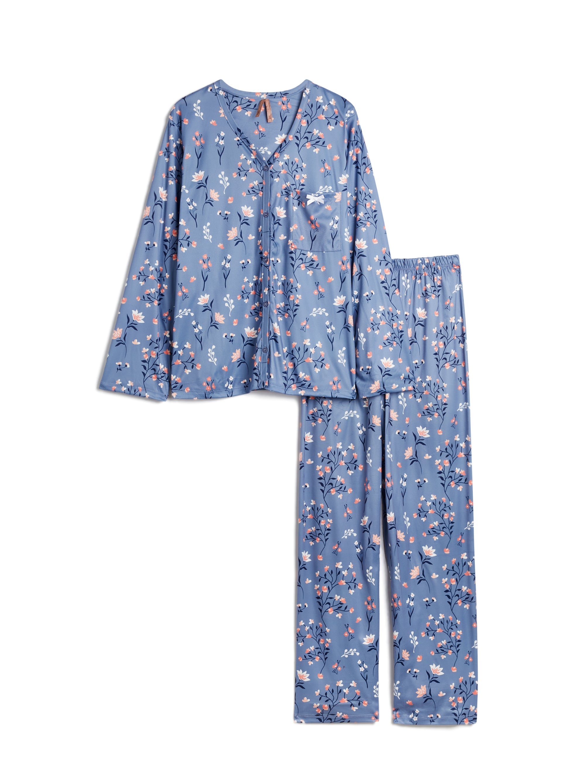 Bellina Women s Polyester Floral Pyjama Set in Blue Pattern Size XL