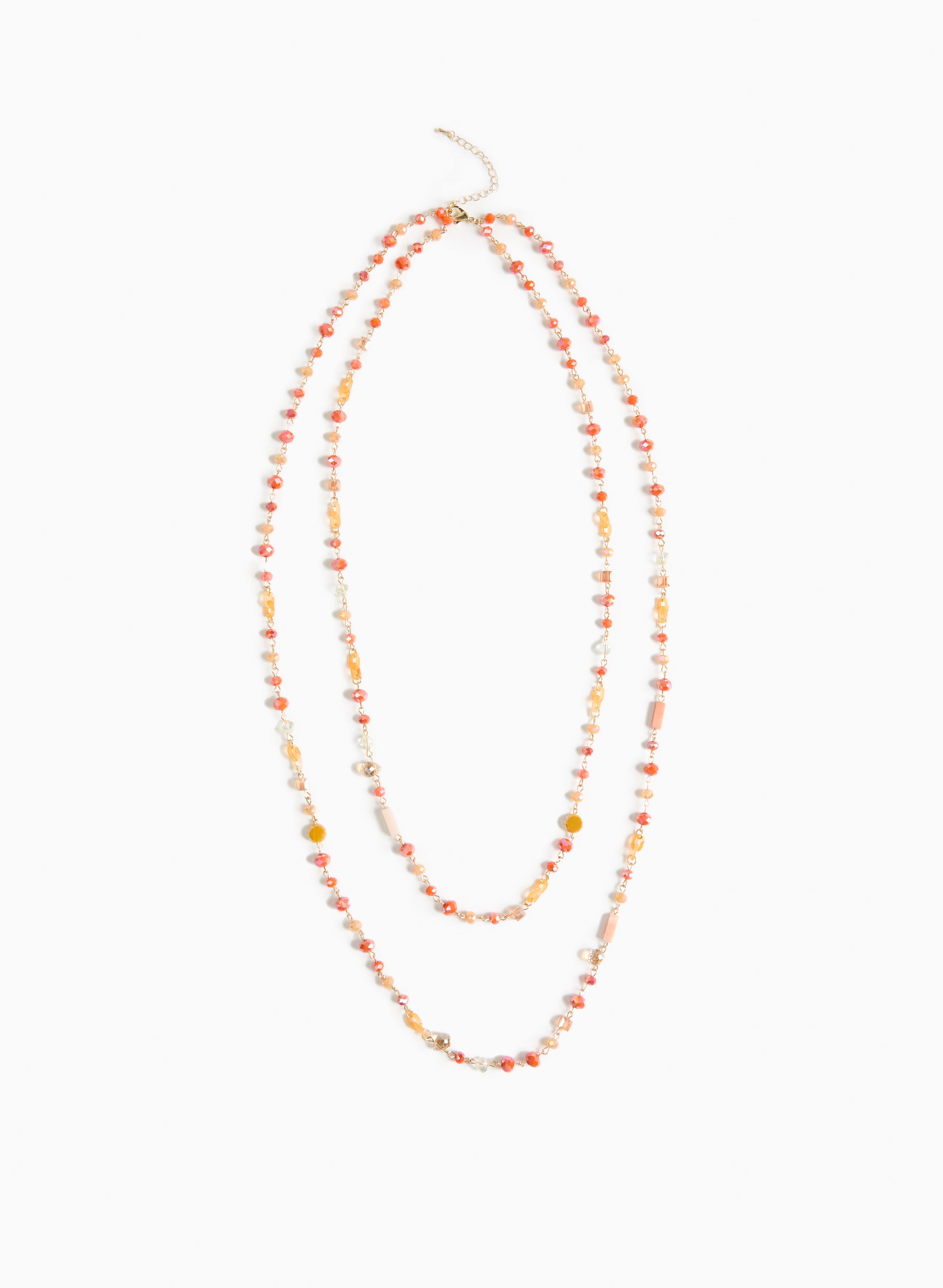 Accessories Women s Layered Mixed Bead Necklace in Orange Size 0