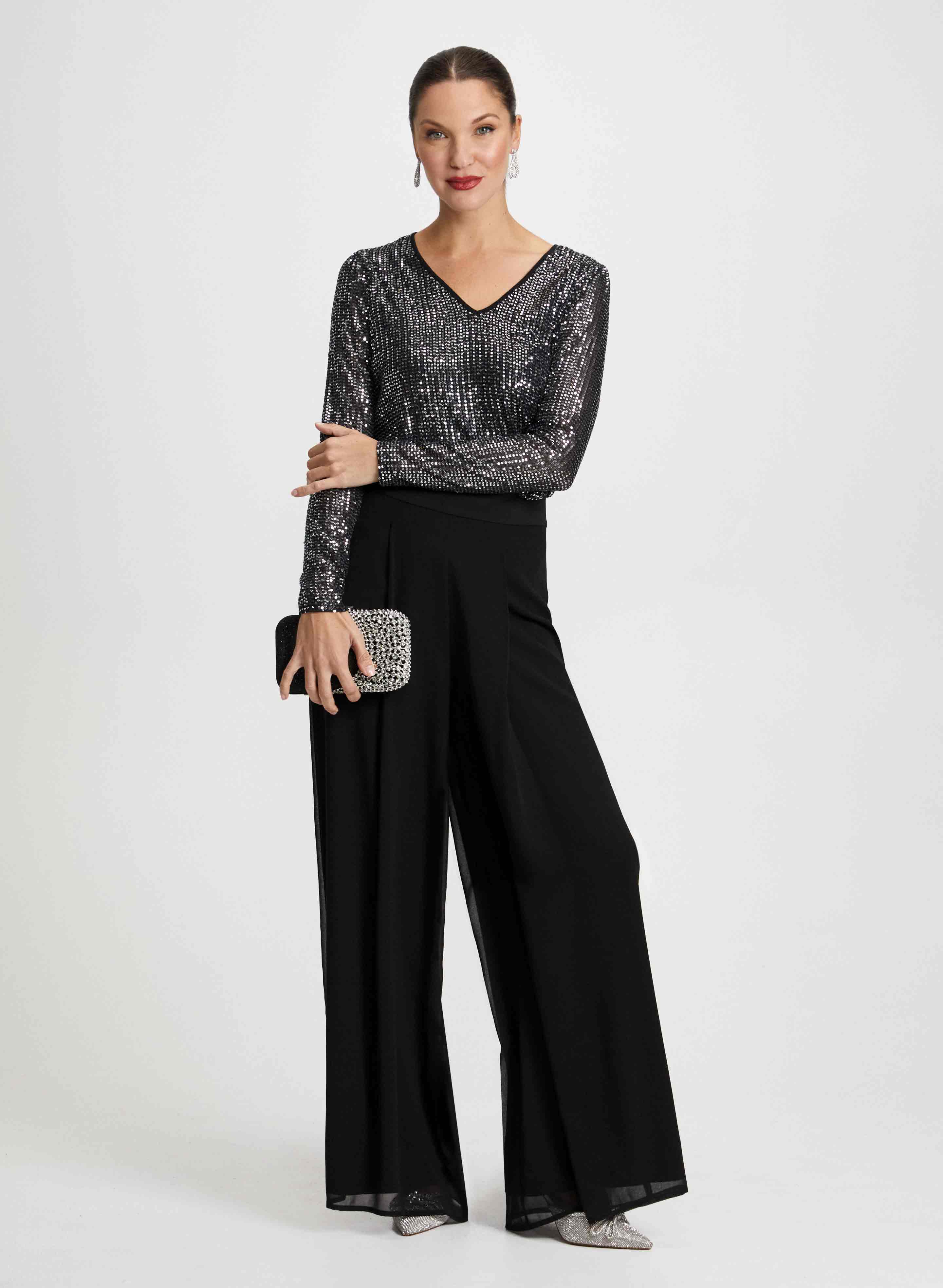 Black sequin top outfit new arrivals