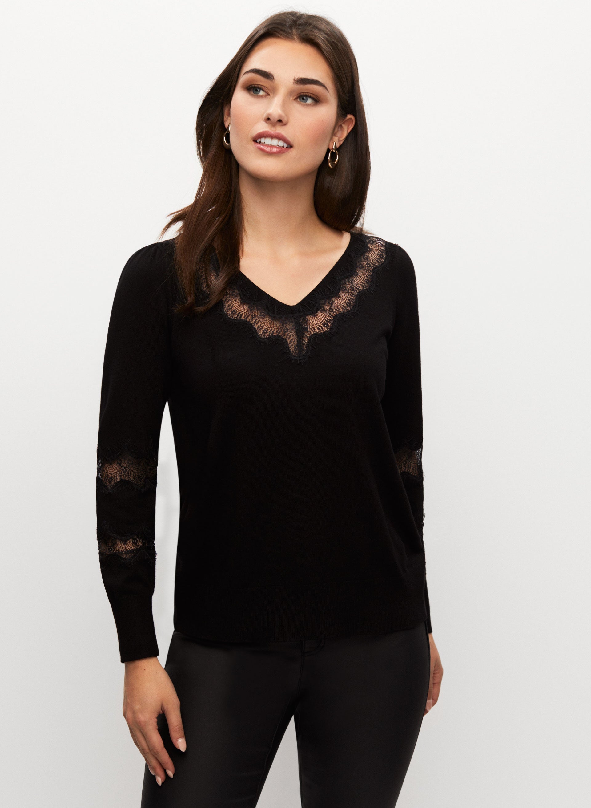 Lace sleeve inserts top